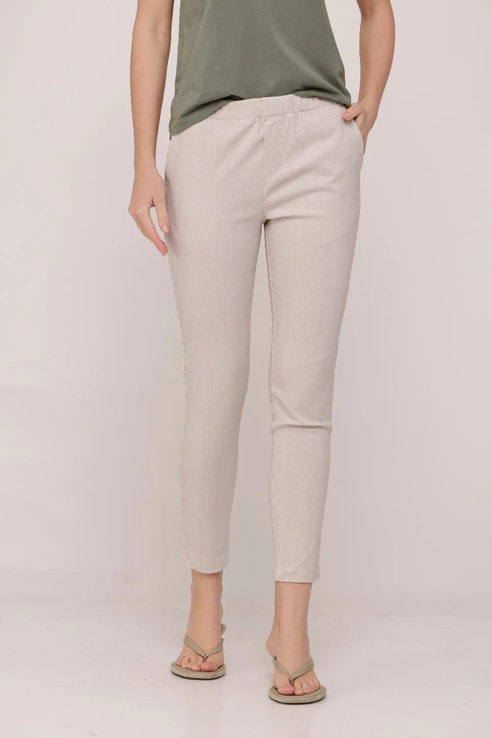 Classic White With Brown Stripes Pants