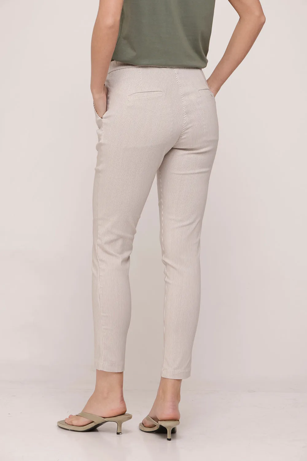Classic White With Brown Stripes Pants