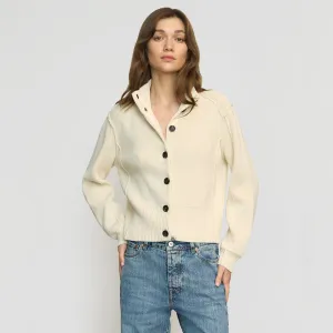 Clove Button Mock-Neck Knit Cardigan