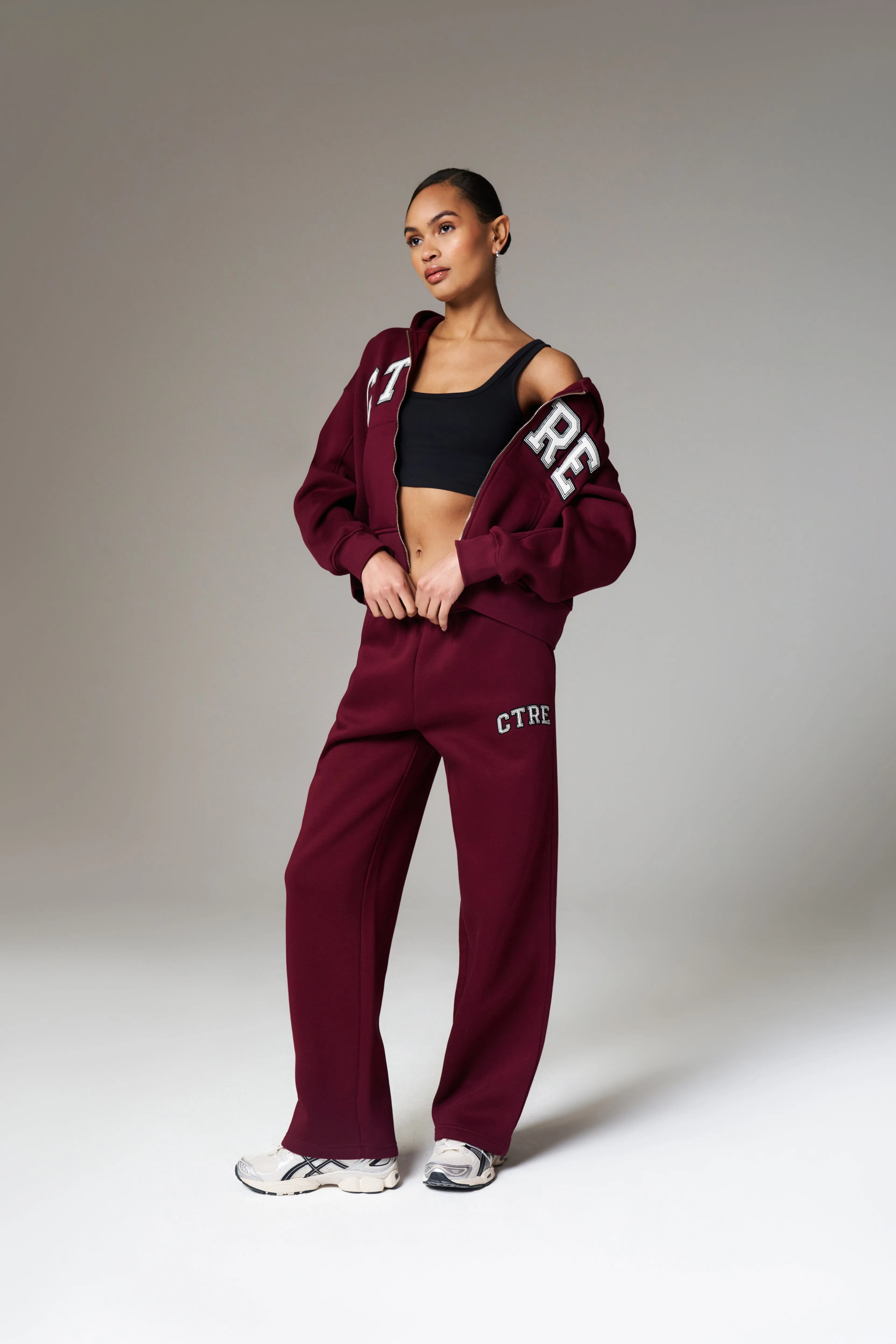 CTRE WIDE LEG JOGGERS - BURGUNDY