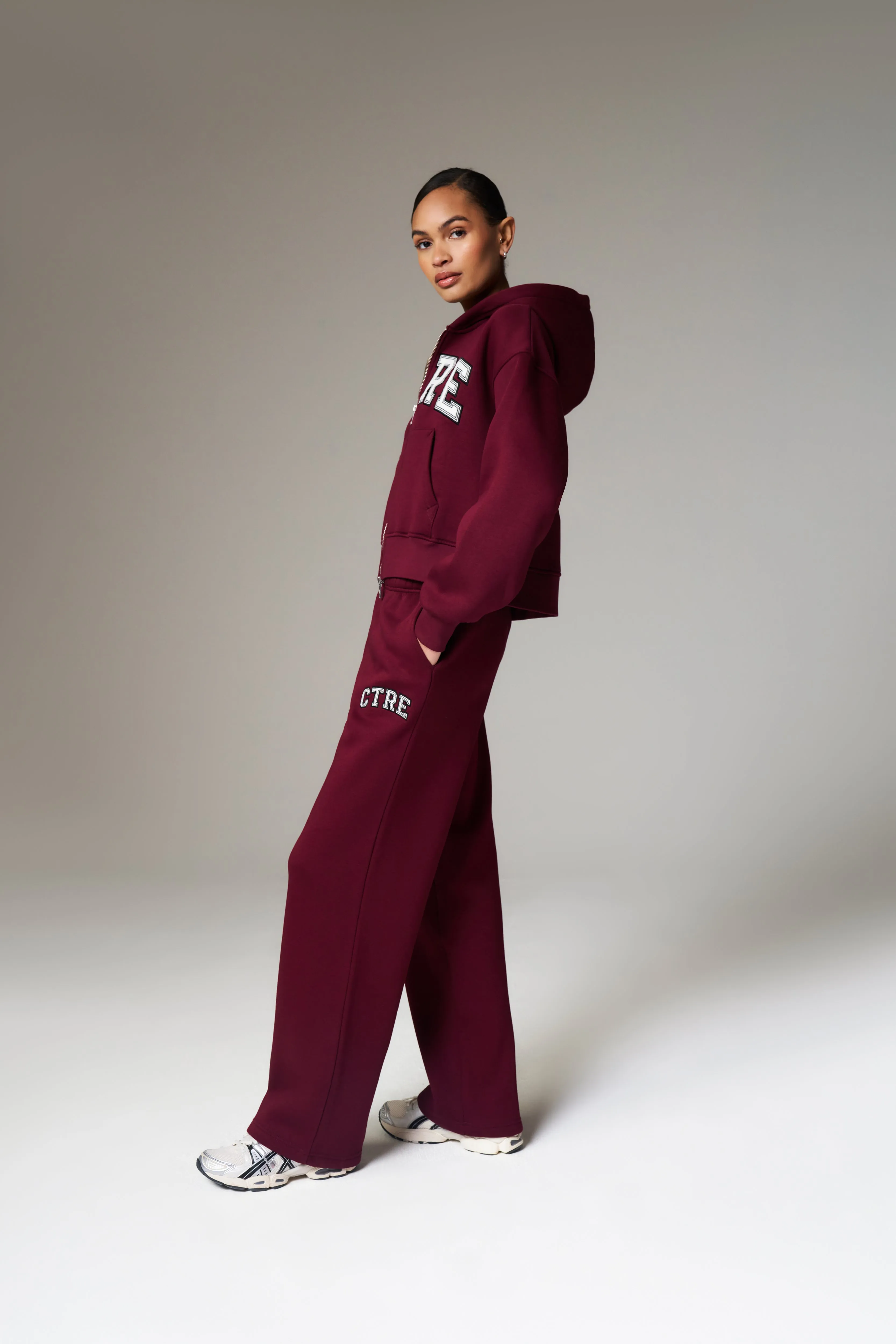 CTRE WIDE LEG JOGGERS - BURGUNDY