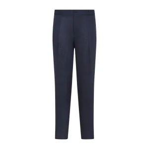 Dark Blue Linen Joggers With Tailored Finish