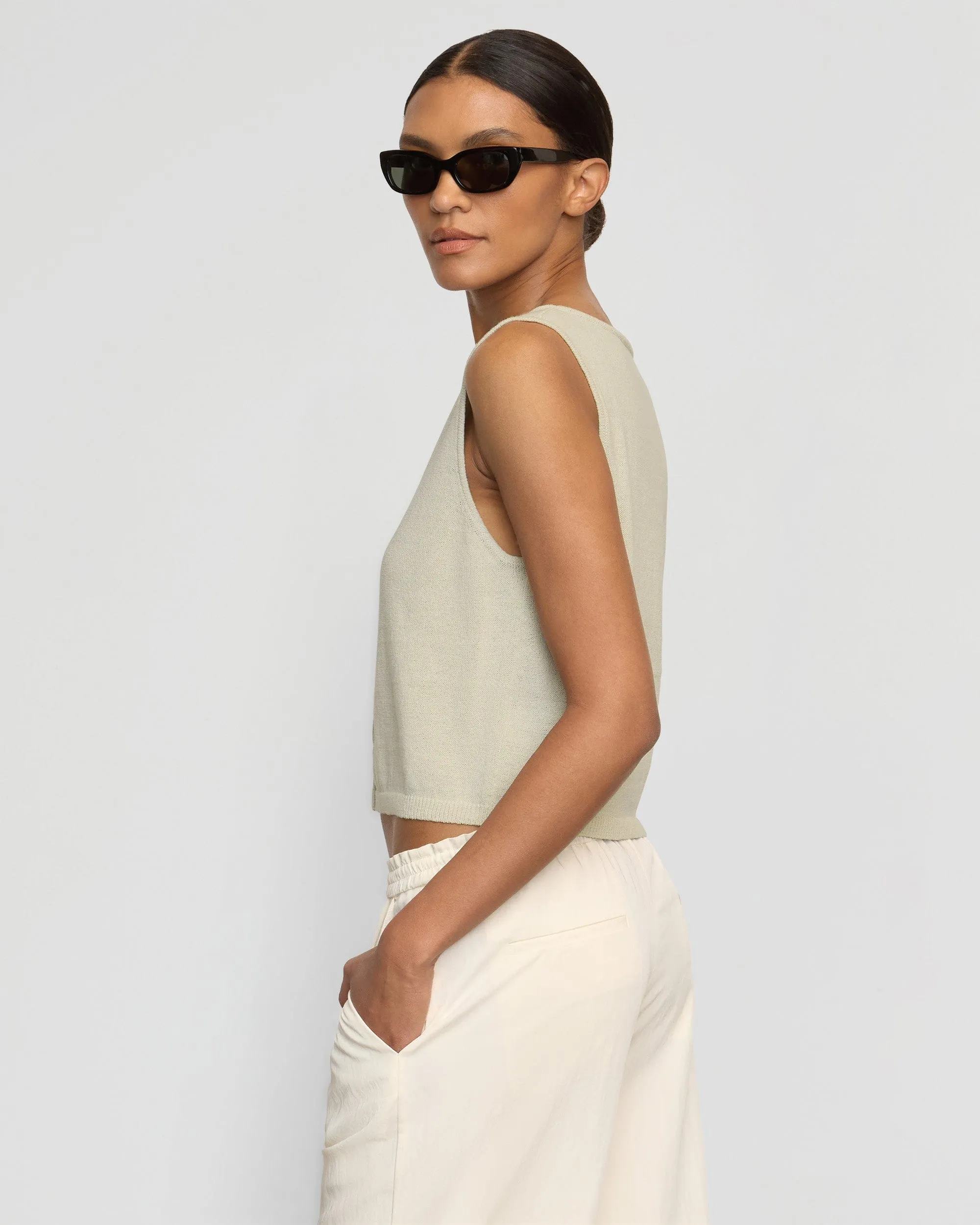 Elith Cotton-Linen Button Knit Vest