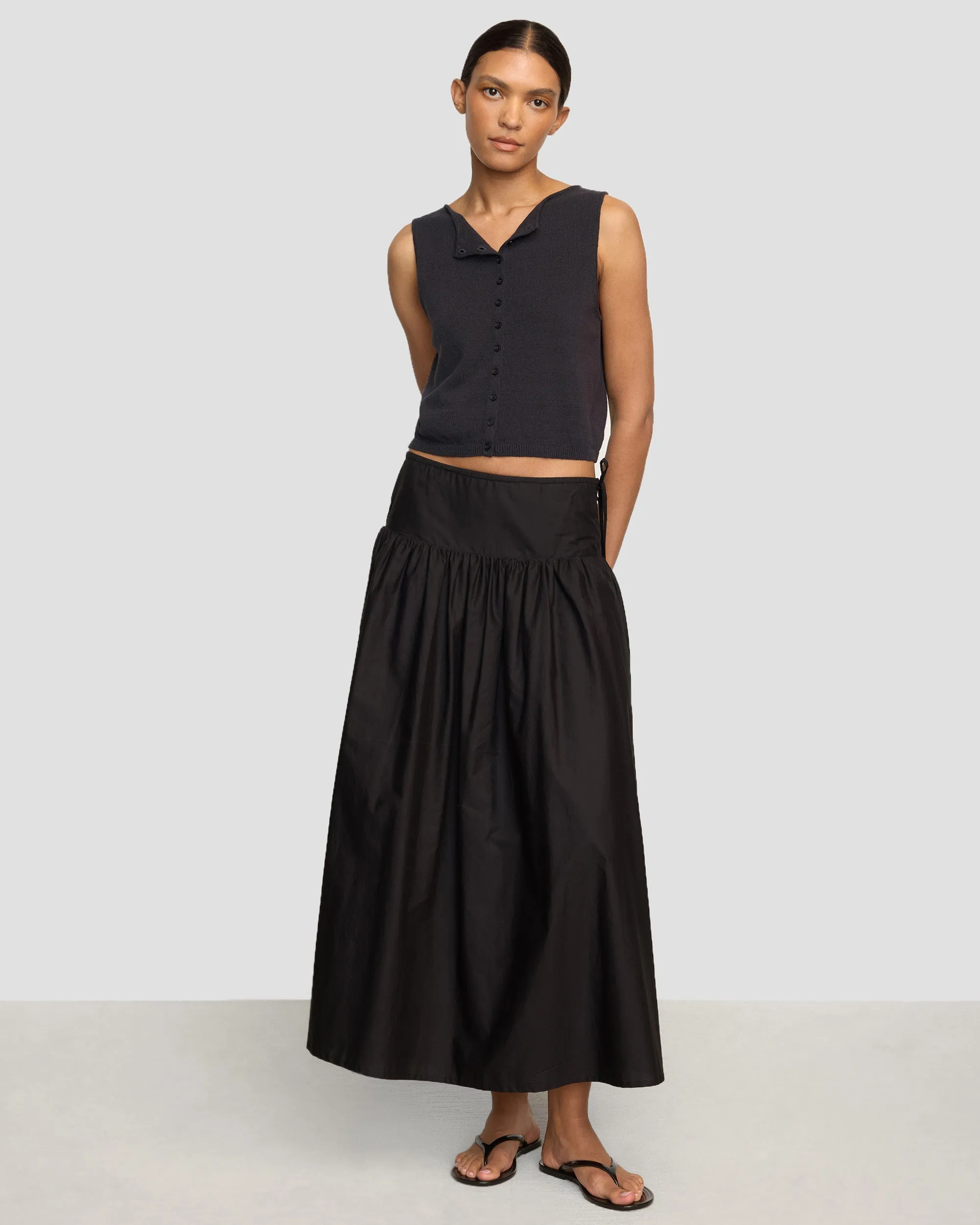Elith Cotton-Linen Button Knit Vest
