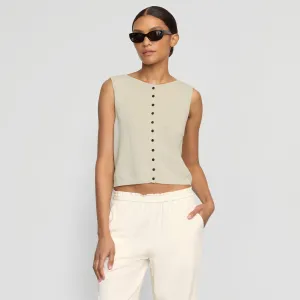 Elith Cotton-Linen Button Knit Vest