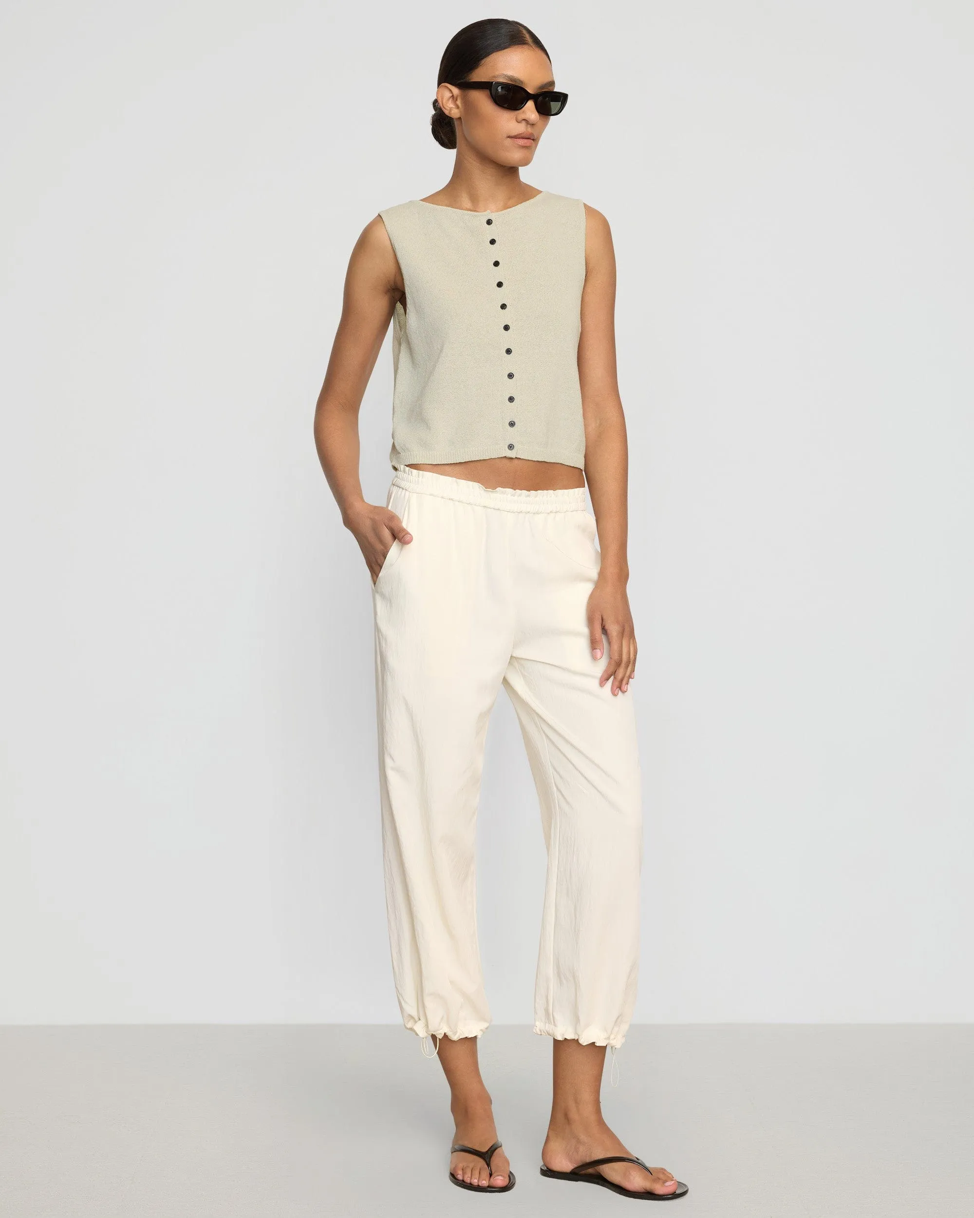 Elith Cotton-Linen Button Knit Vest