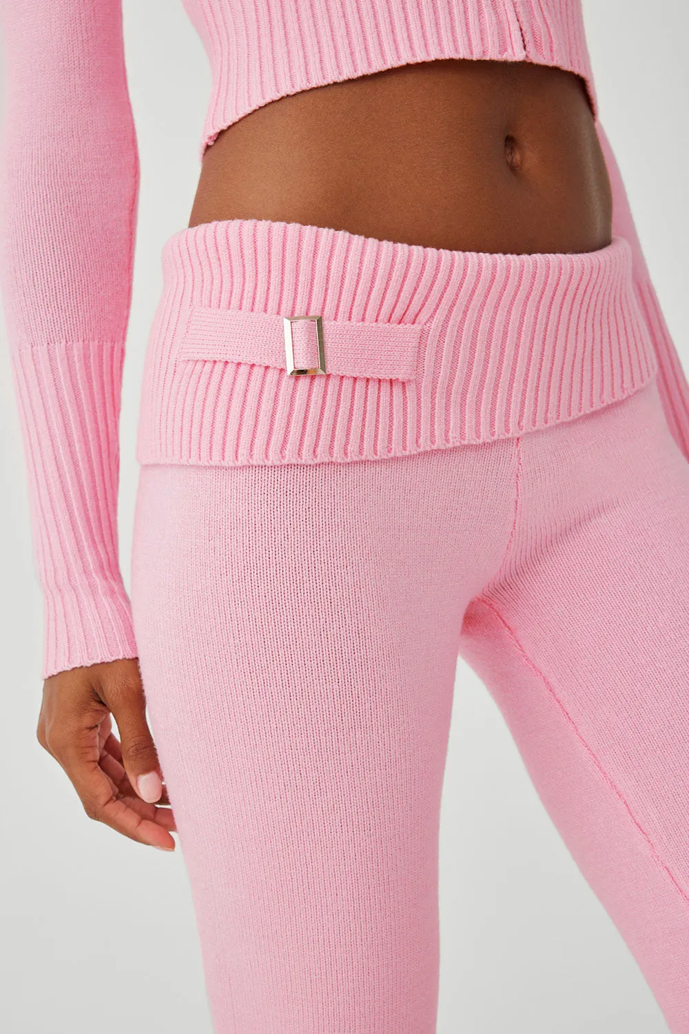 Fleur Cloud Knit Low Rise Pant - Valentine Pink