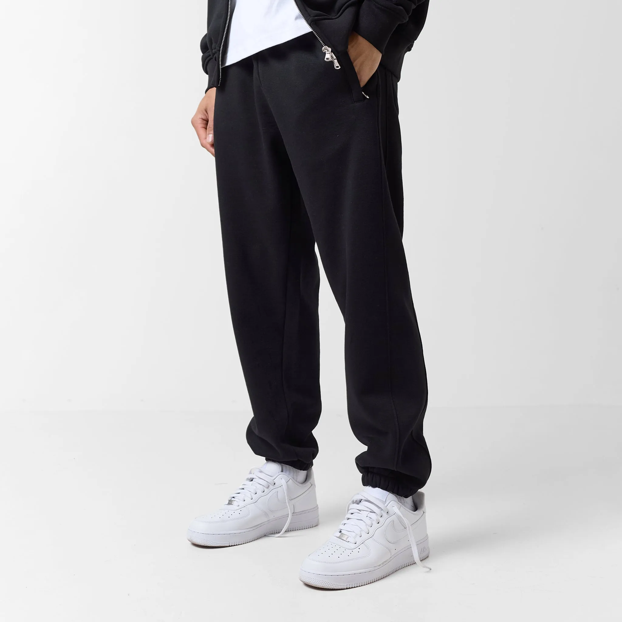 Full Zip Cuffed Tracksuit | Black
