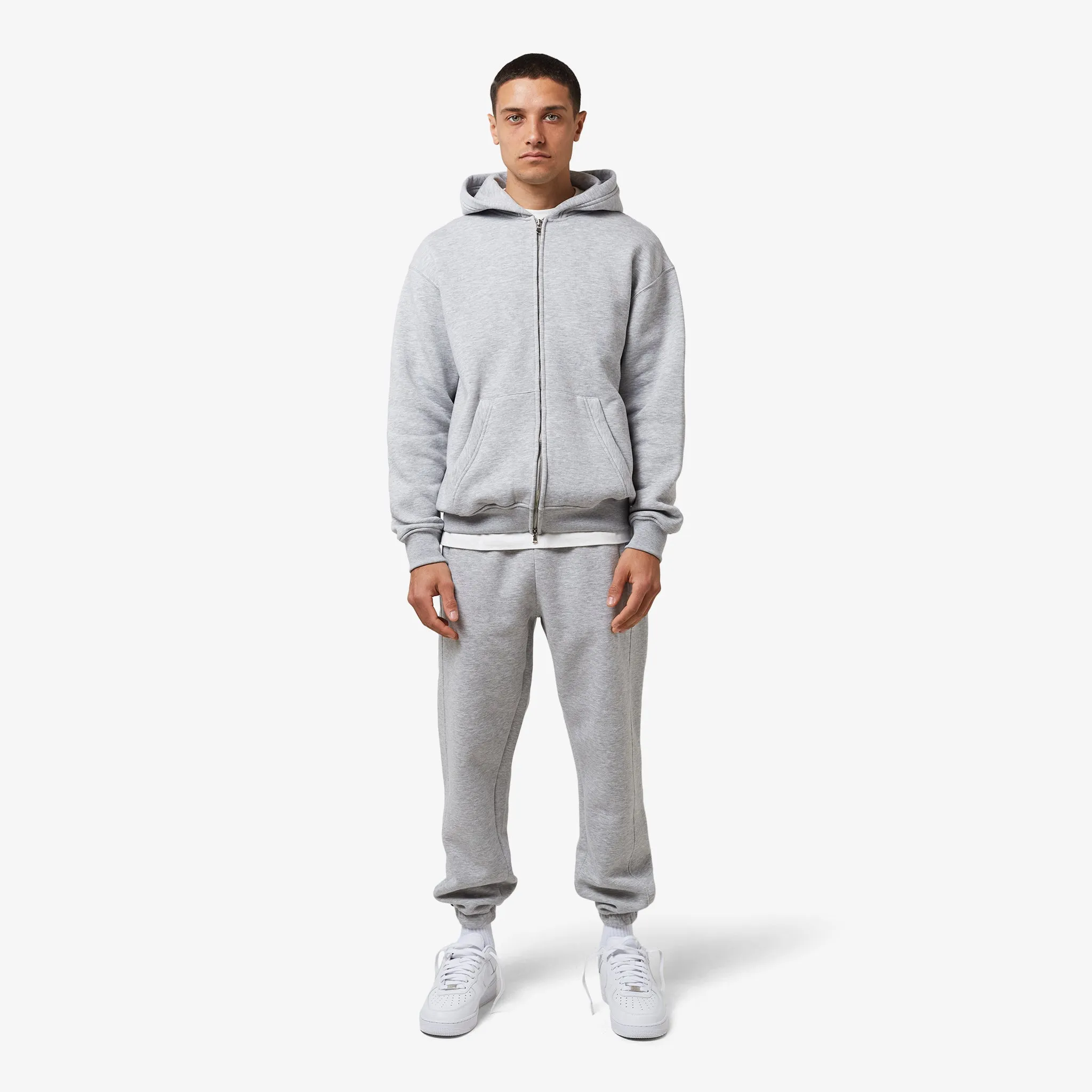Full Zip Cuffed Tracksuit | Grey Marl