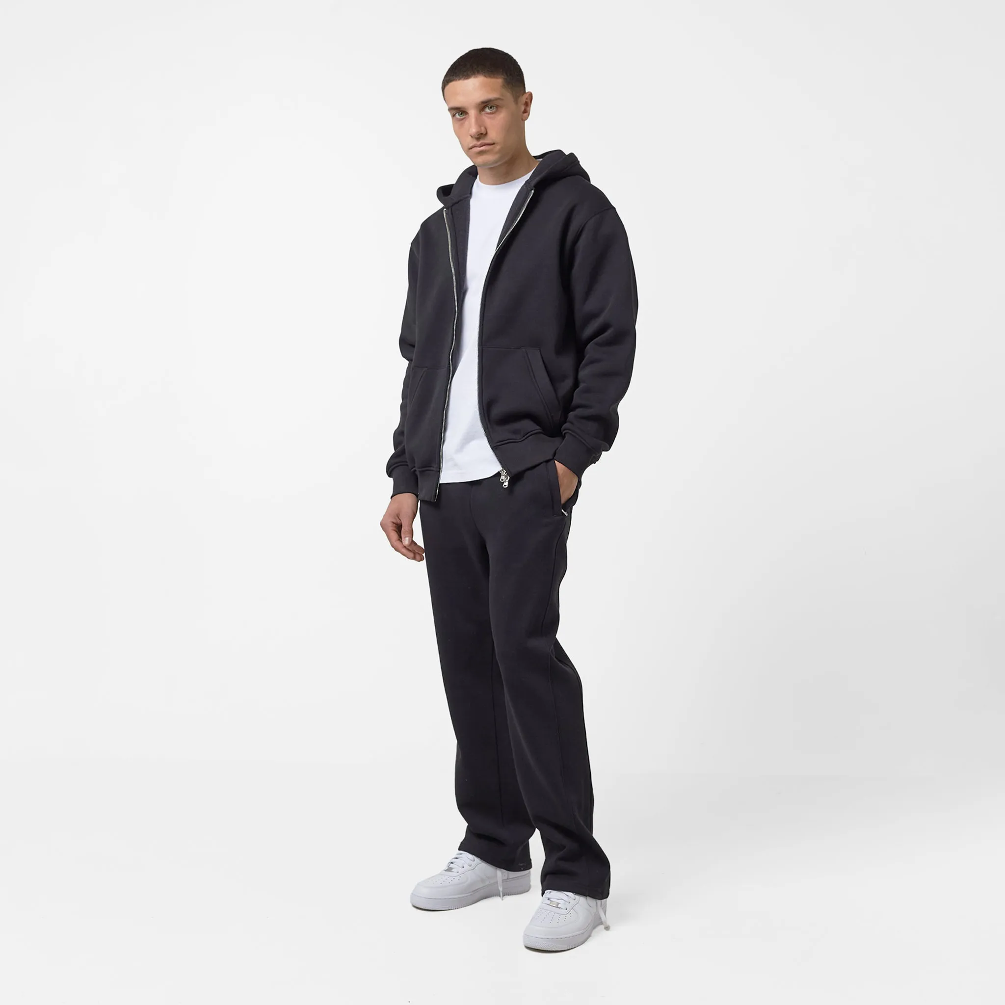Full Zip Open Hem Tracksuit | Black