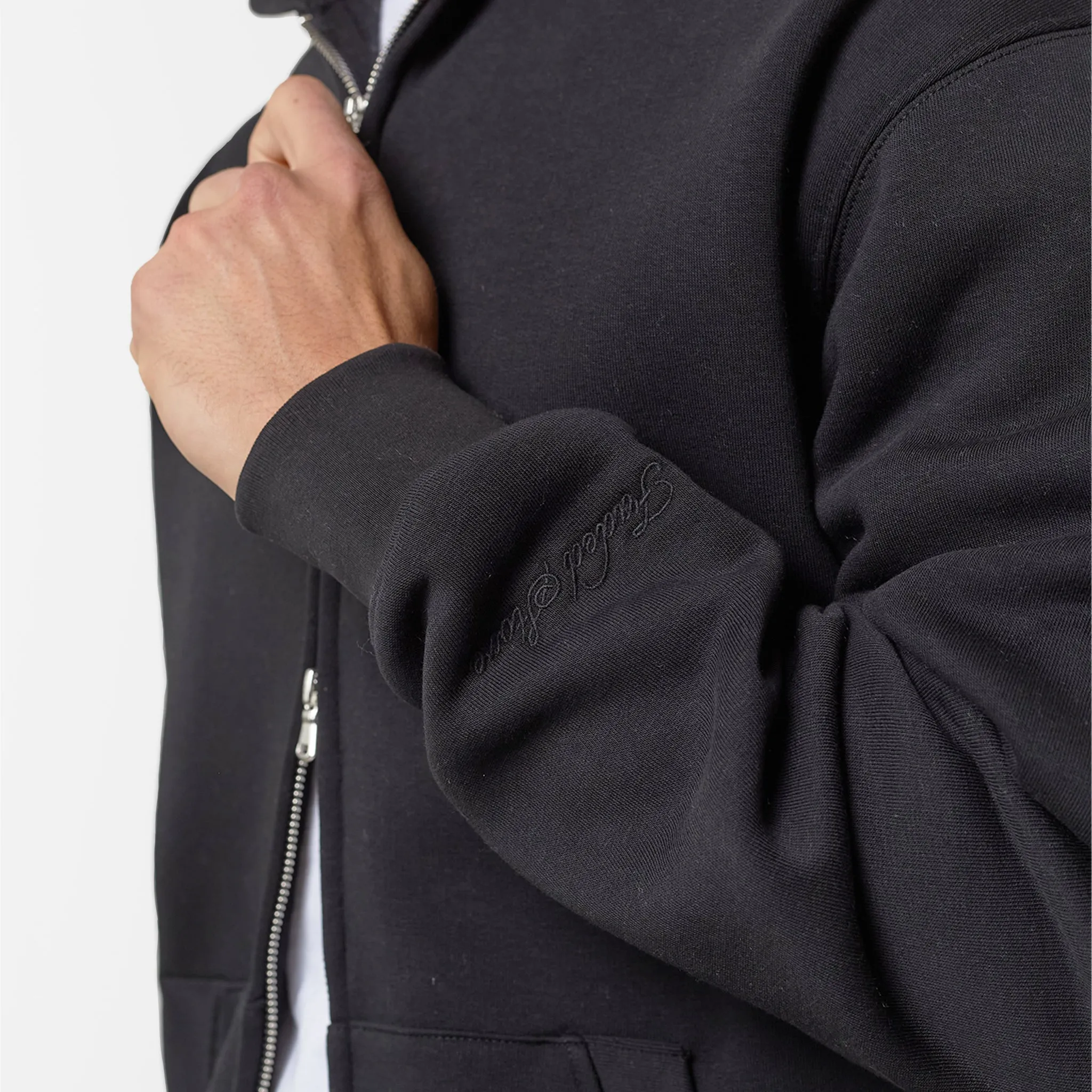 Full Zip Open Hem Tracksuit | Black