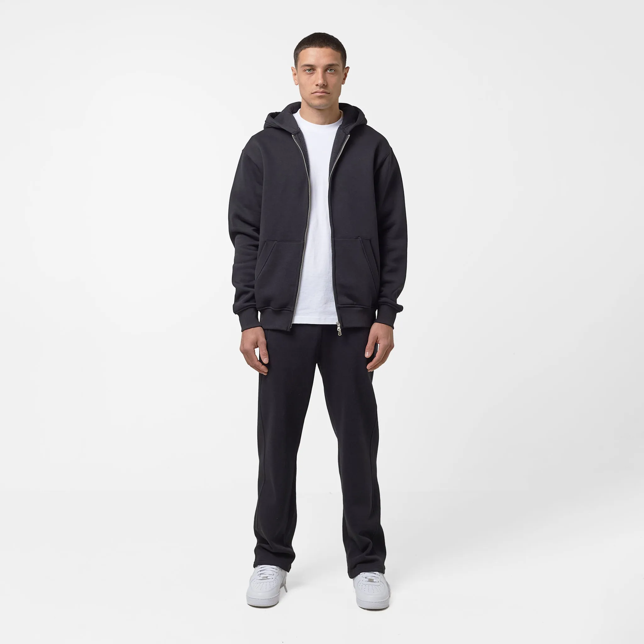 Full Zip Open Hem Tracksuit | Black