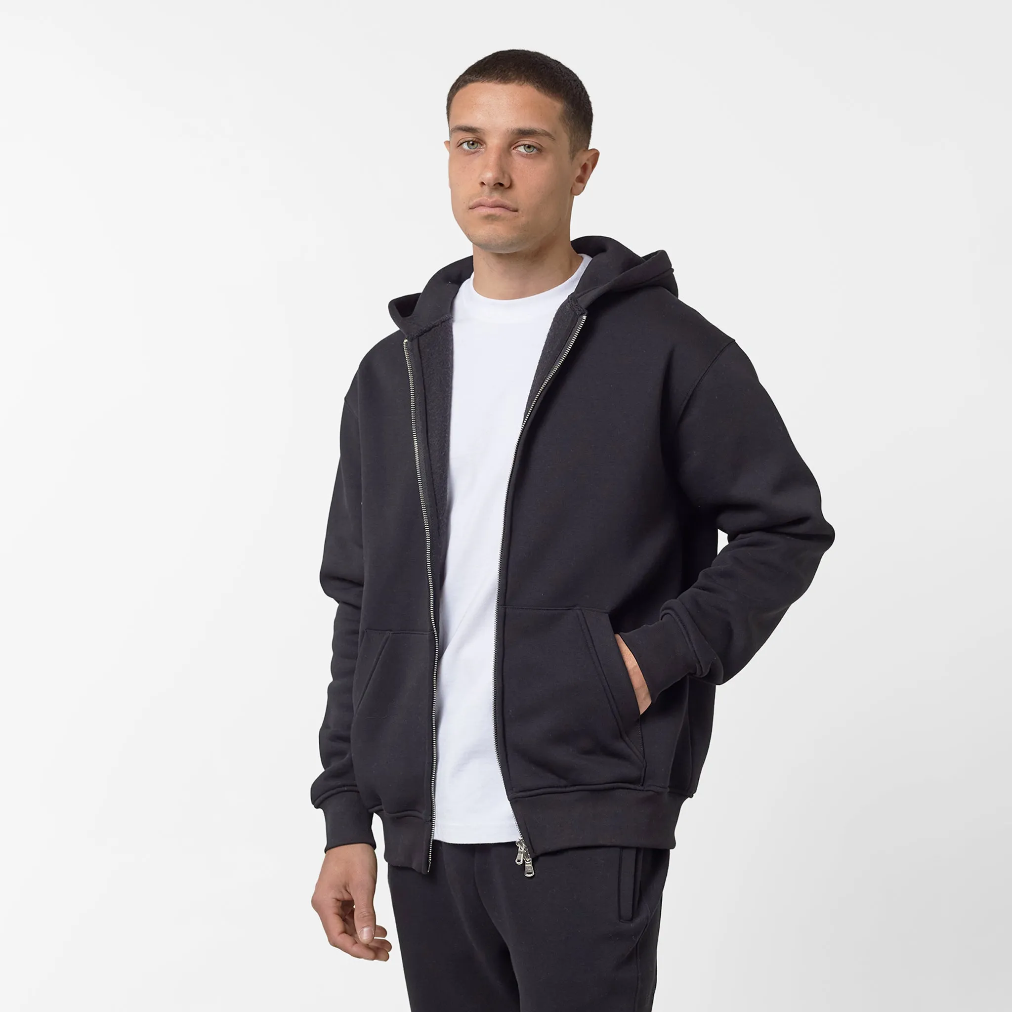 Full Zip Open Hem Tracksuit | Black