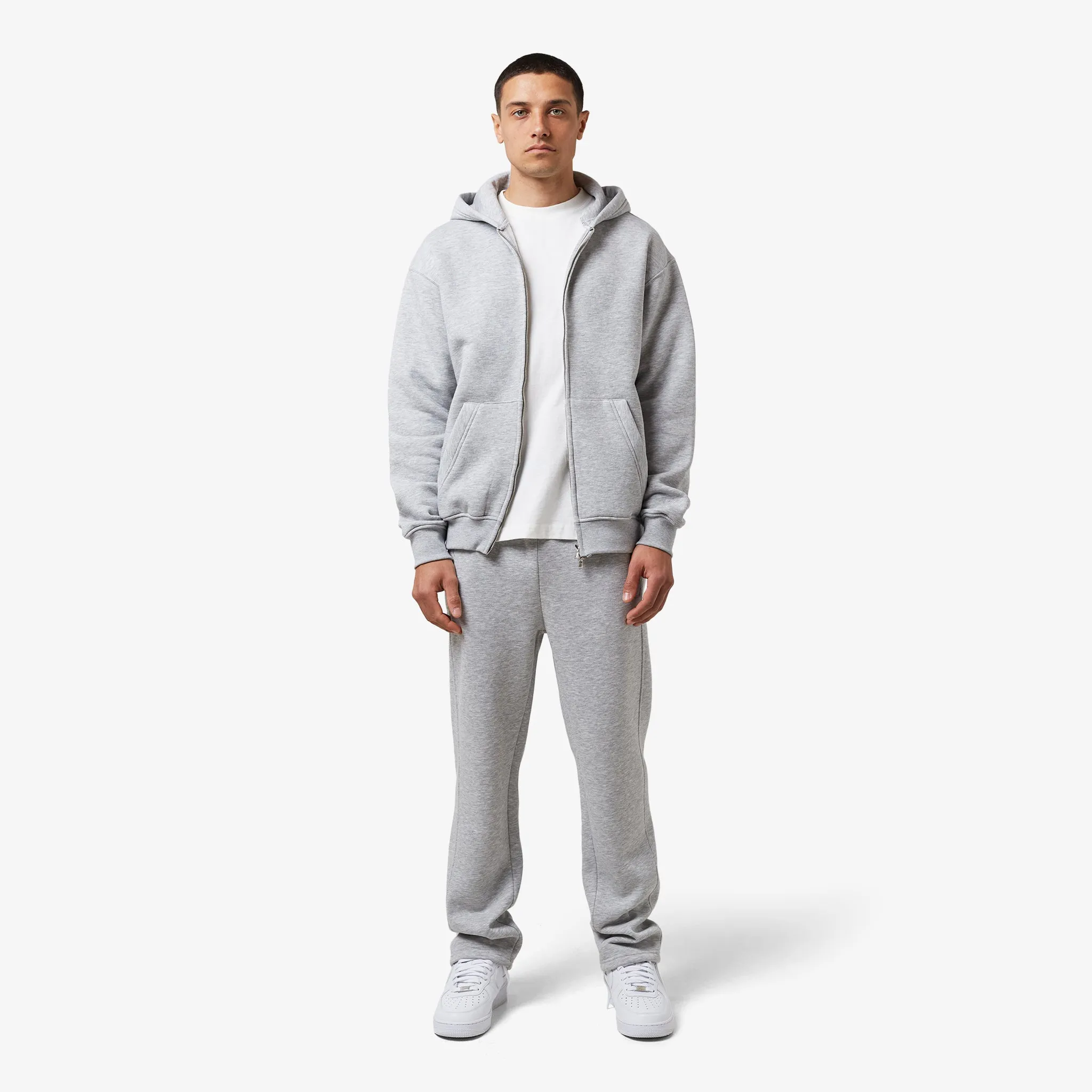 Full Zip Open Hem Tracksuit | Grey Marl