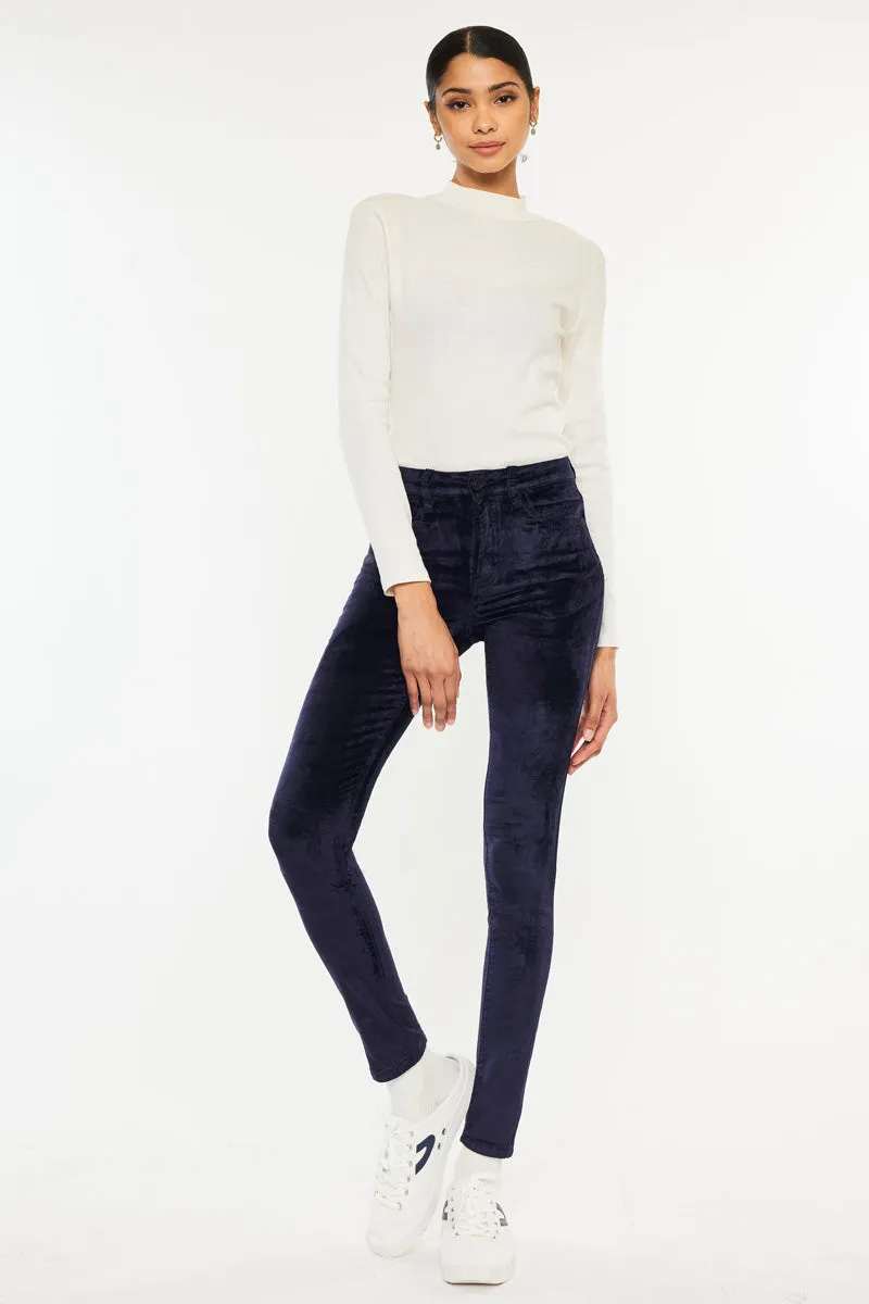 Ginny Mid Rise Velvet Ankle Skinny Pants