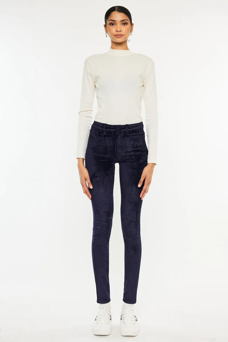 Ginny Mid Rise Velvet Ankle Skinny Pants