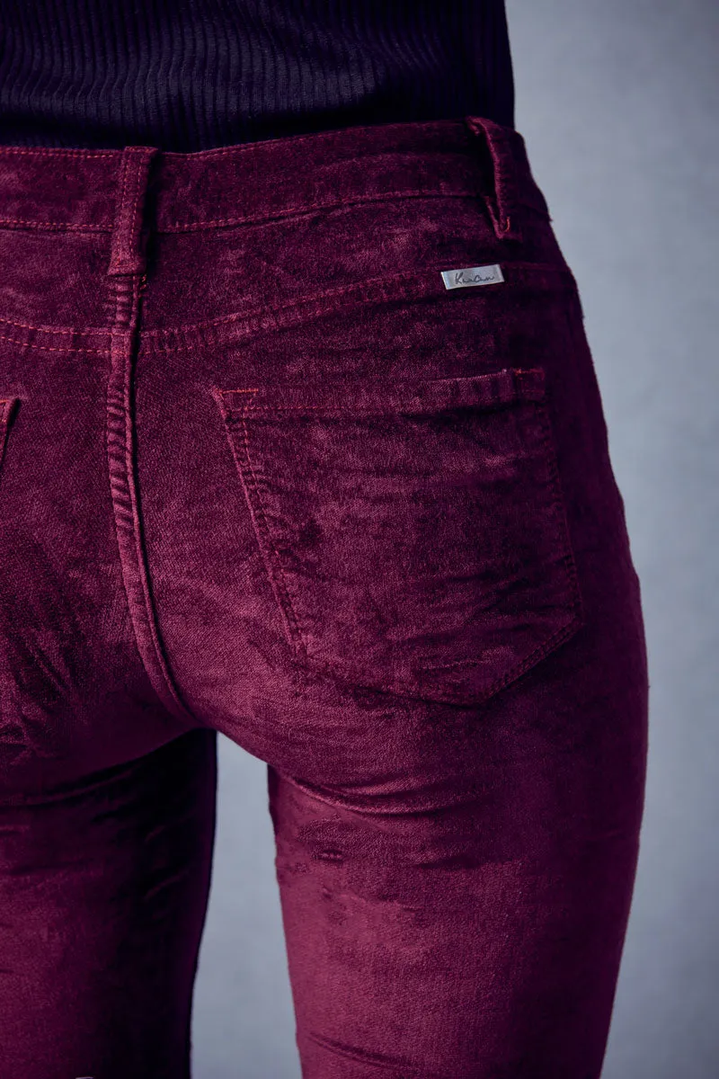 Ginny Mid Rise Velvet Ankle Skinny Pants