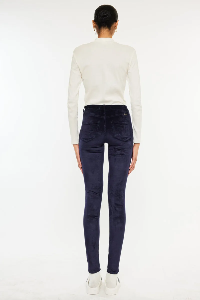 Ginny Mid Rise Velvet Ankle Skinny Pants