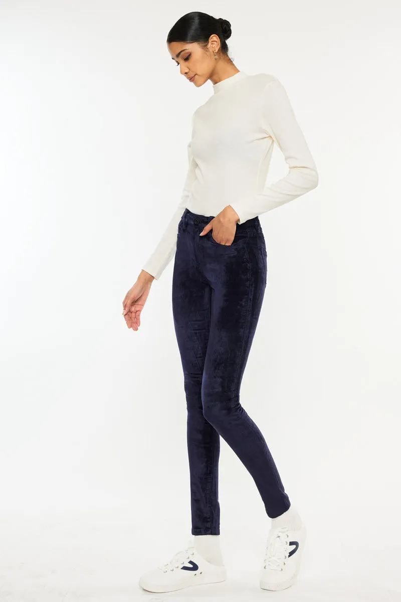 Ginny Mid Rise Velvet Ankle Skinny Pants