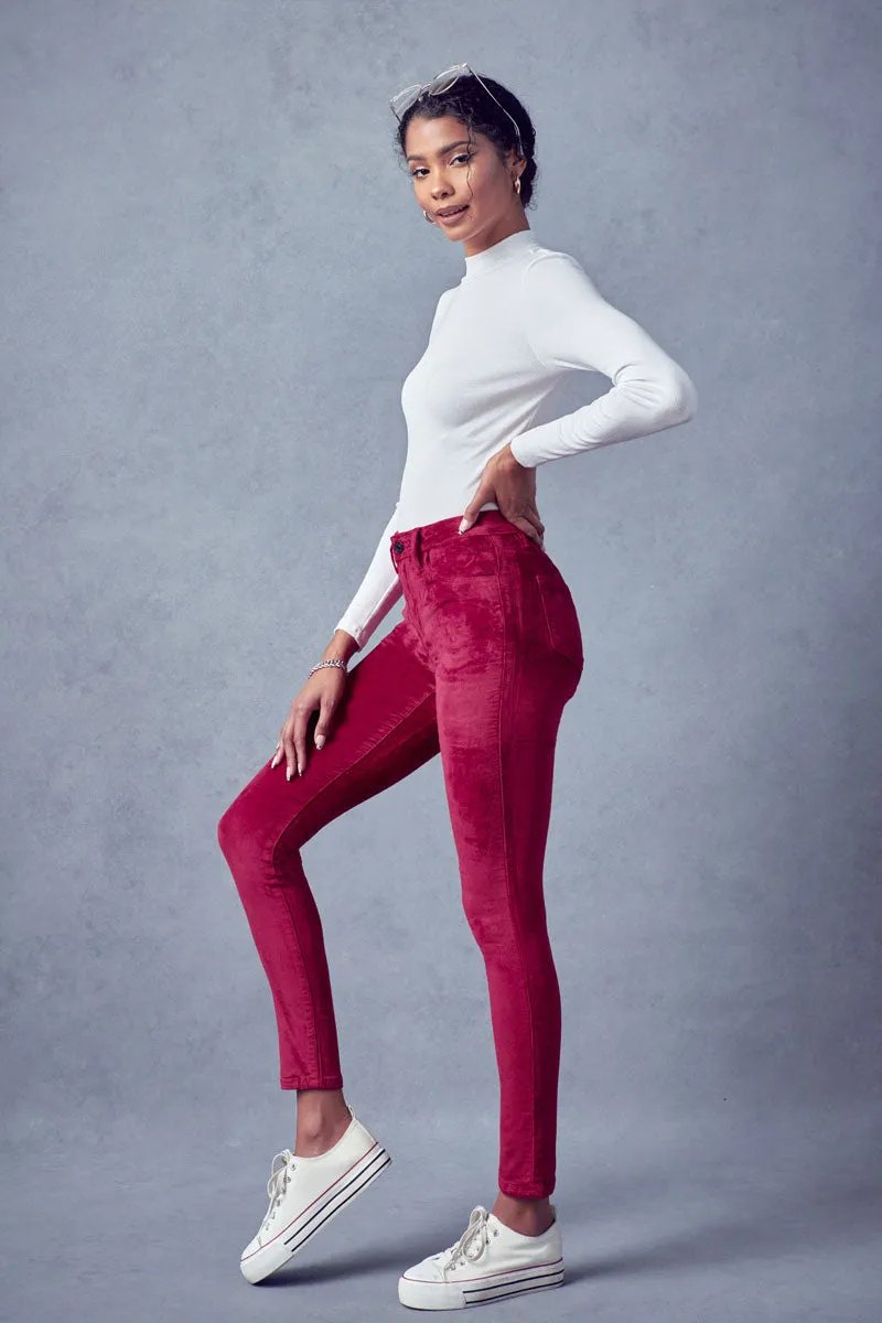 Ginny Mid Rise Velvet Ankle Skinny Pants