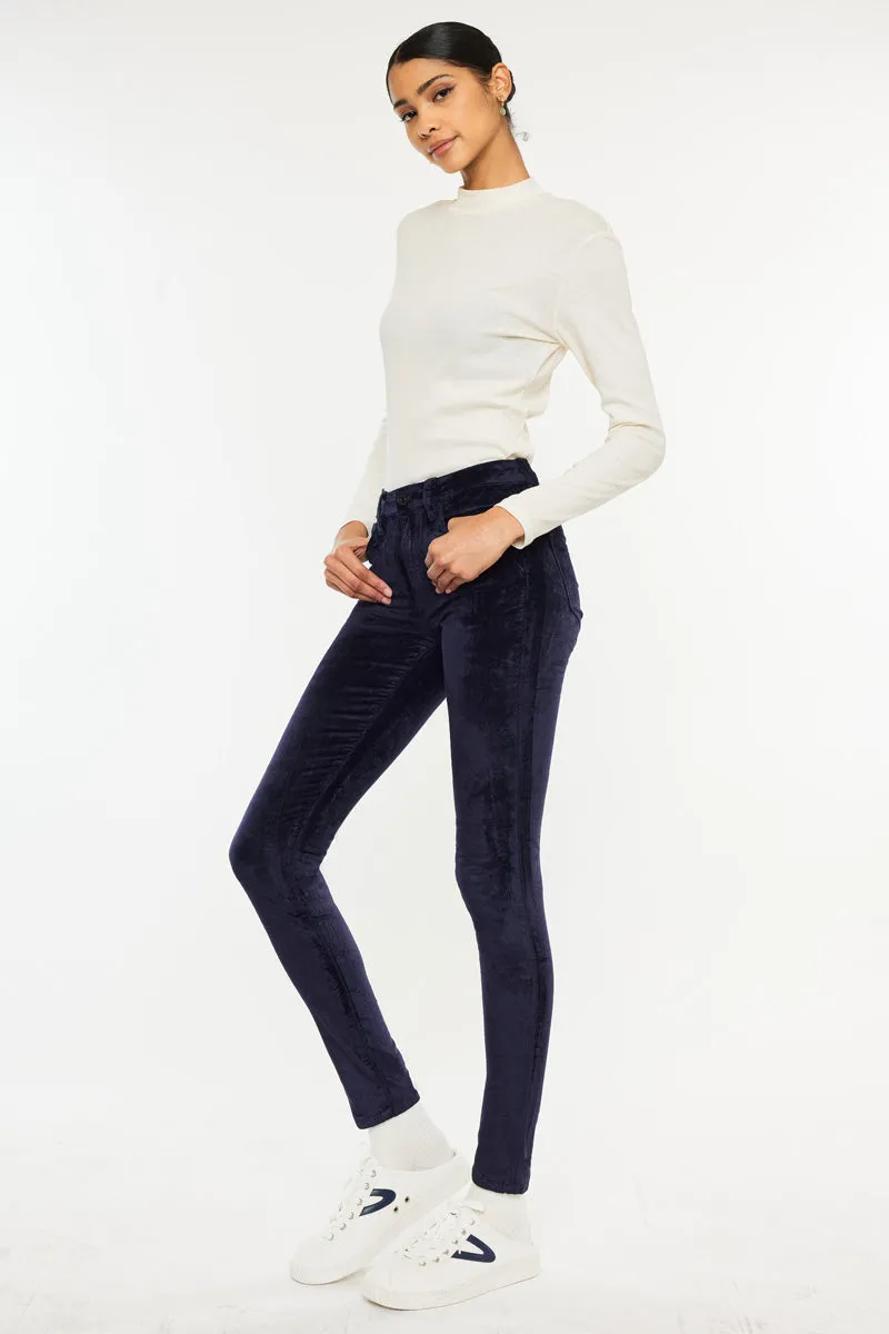 Ginny Mid Rise Velvet Ankle Skinny Pants