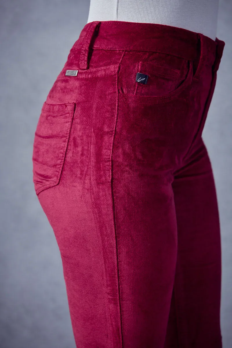 Ginny Mid Rise Velvet Ankle Skinny Pants