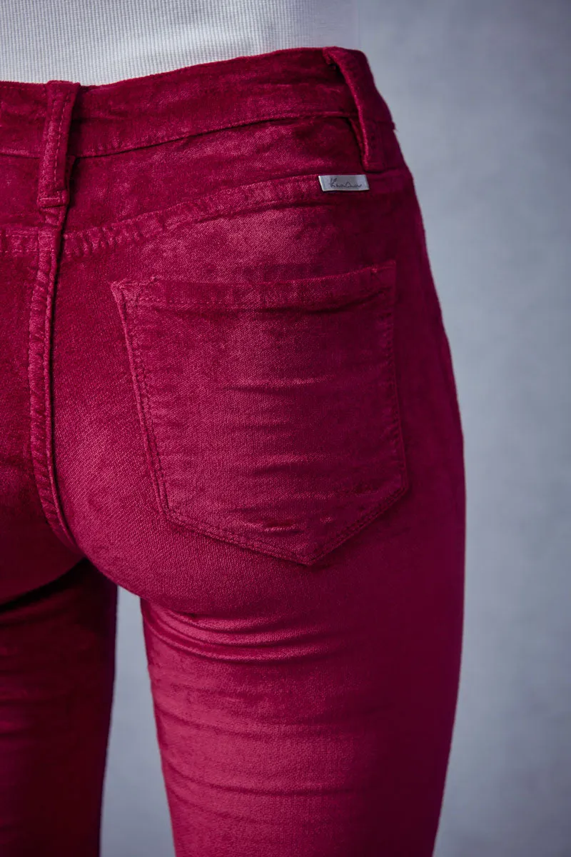 Ginny Mid Rise Velvet Ankle Skinny Pants