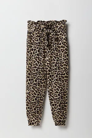Girls Printed Soft Paperbag Jogger