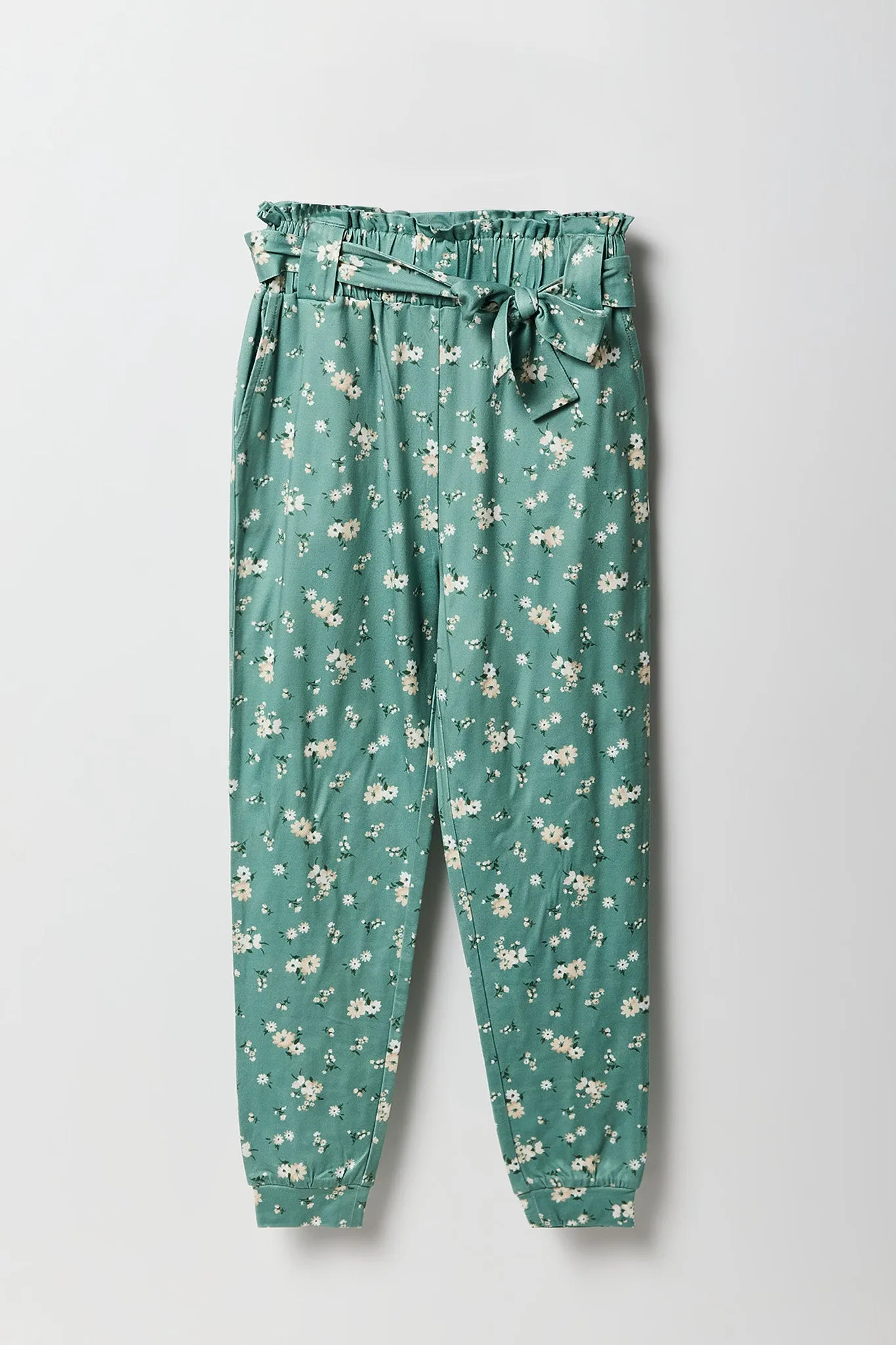 Girls Printed Soft Paperbag Jogger