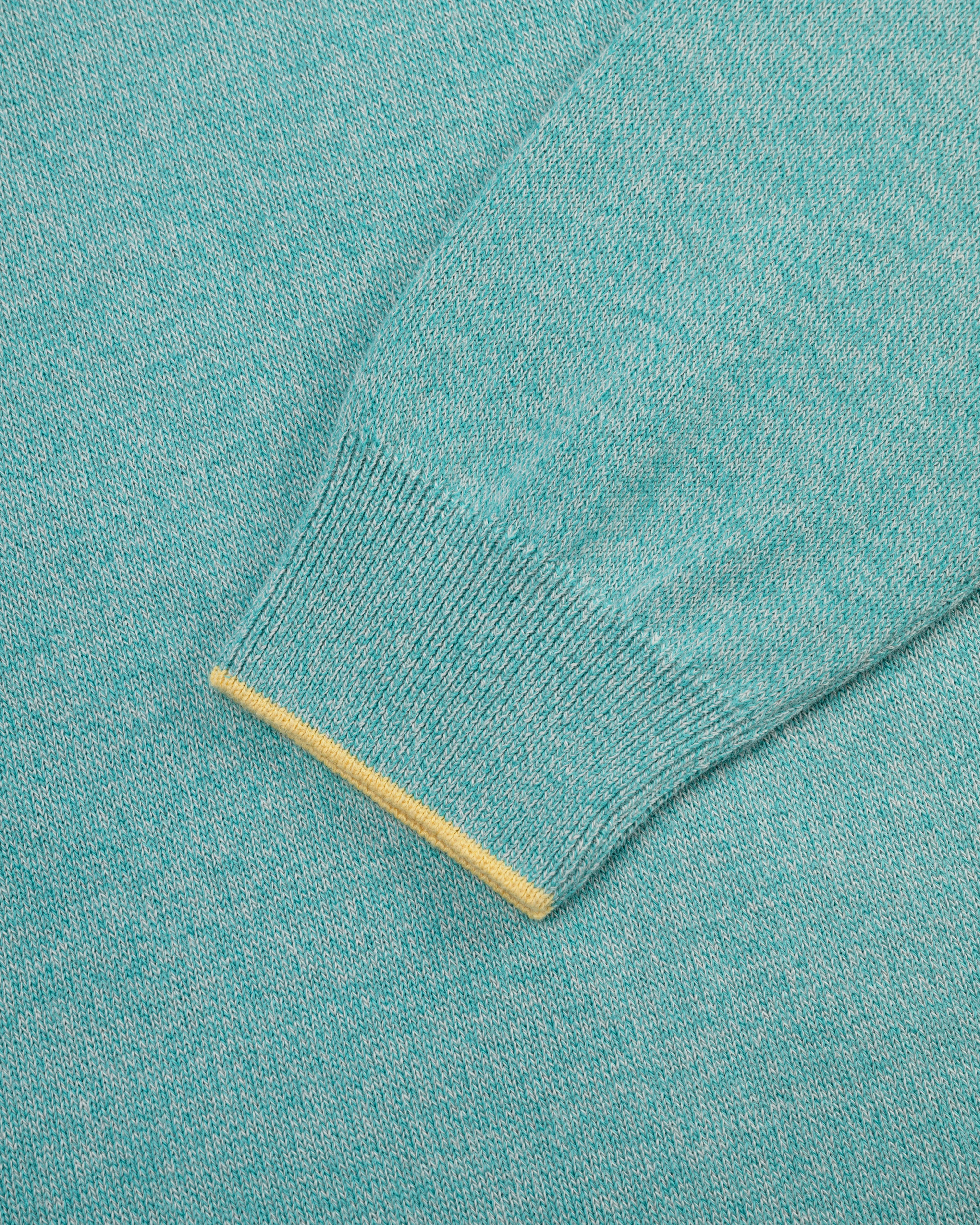 GREEN MARL COTTON CREWNECK TIPPED SWEATER