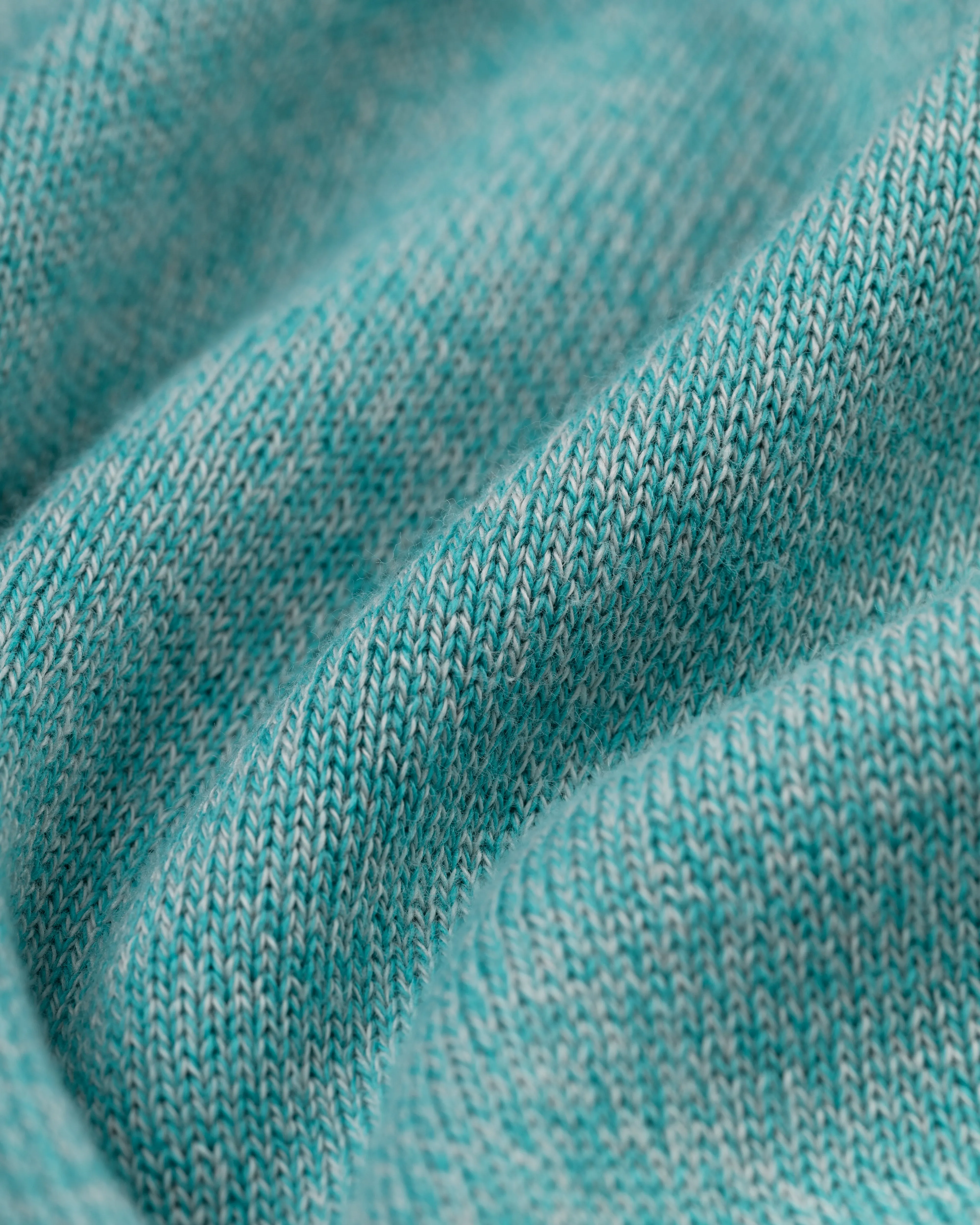 GREEN MARL COTTON CREWNECK TIPPED SWEATER