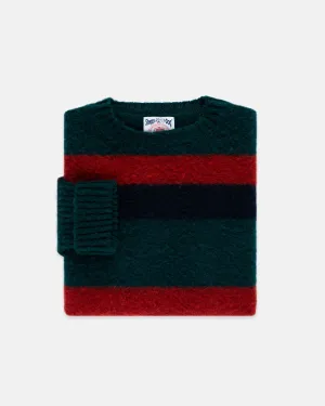 GREEN REGIMENTAL STRIPE SHAGGY DOG SWEATER