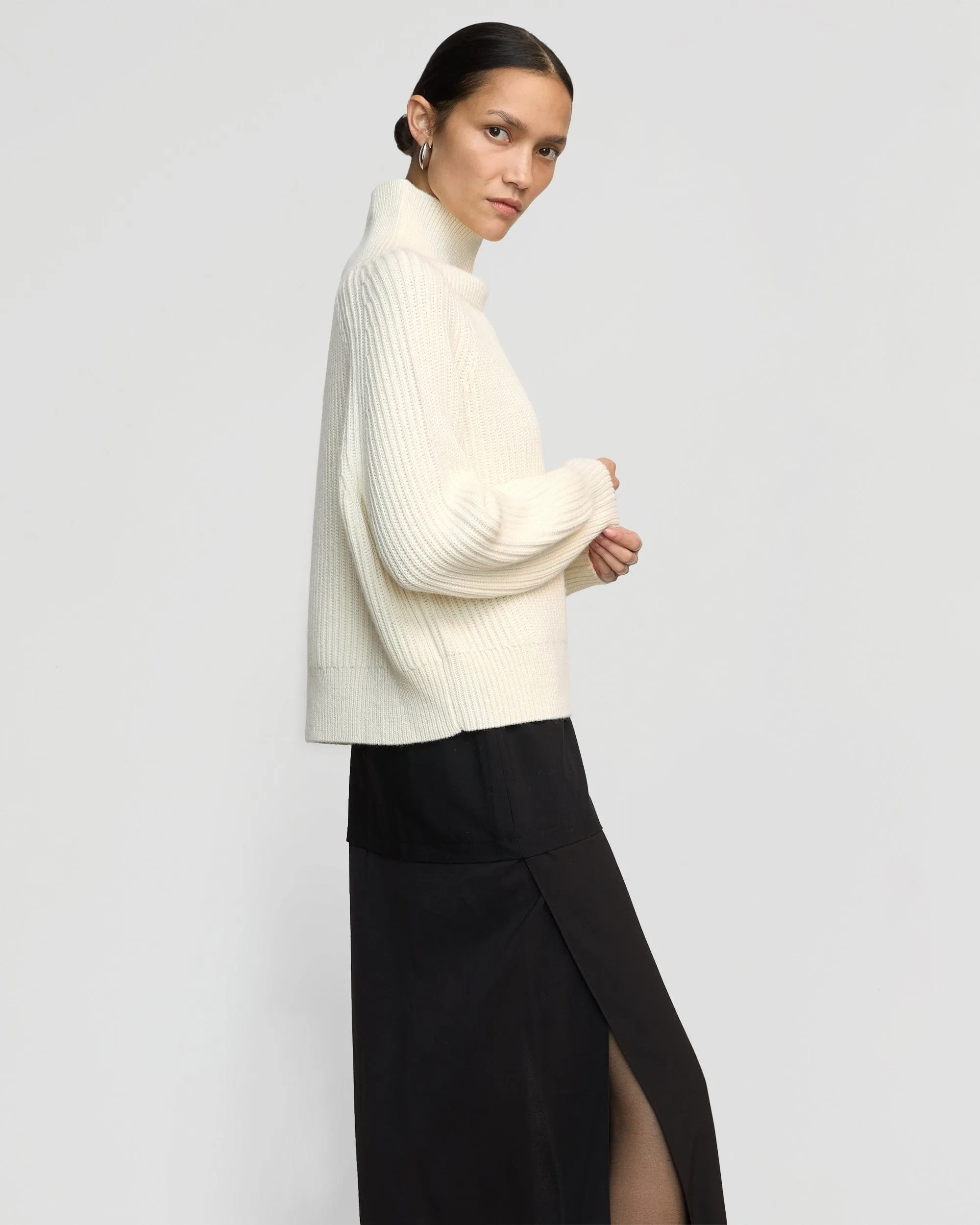 Hadeel Organic Cotton-Wool Mock-Neck Sweater