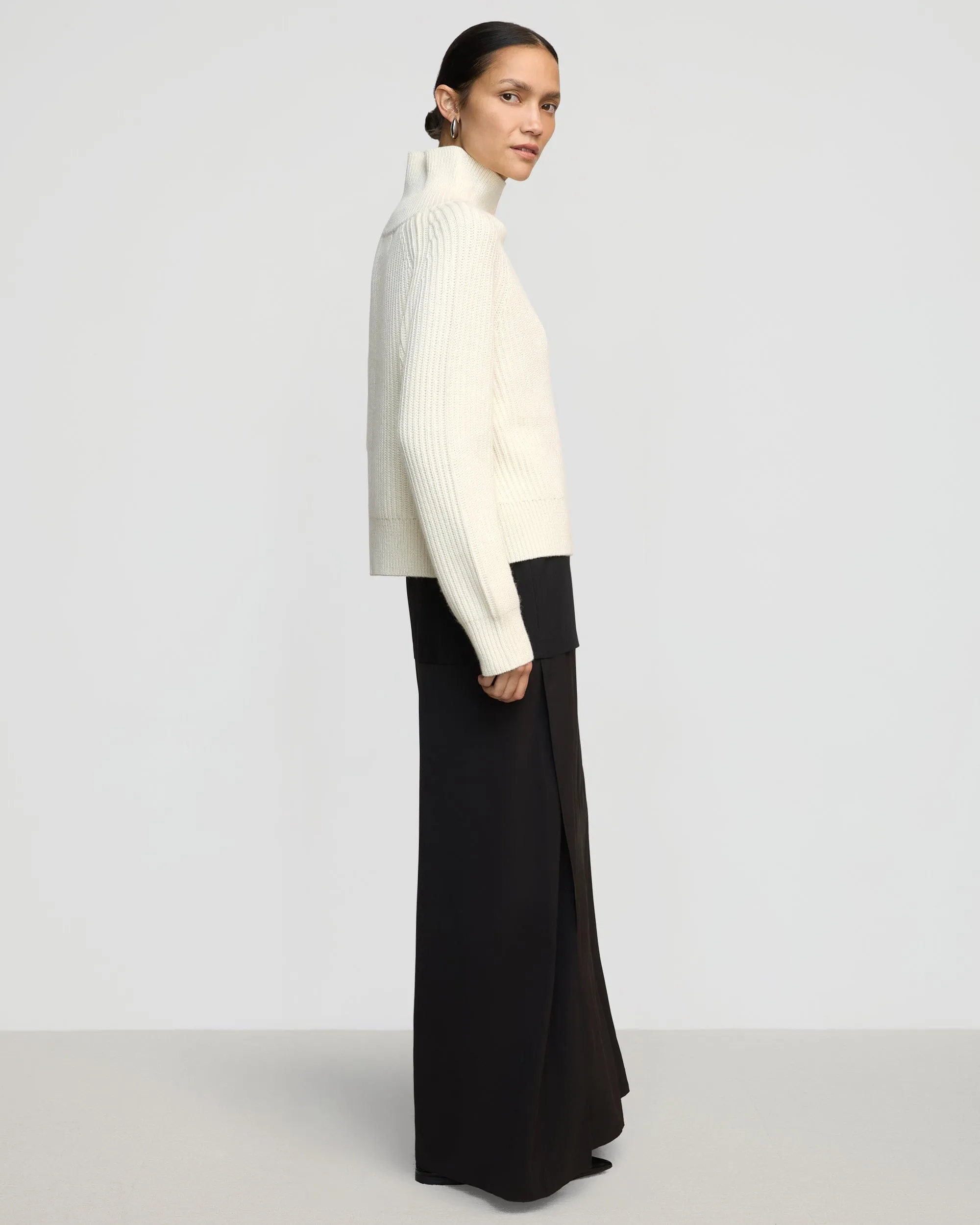 Hadeel Organic Cotton-Wool Mock-Neck Sweater