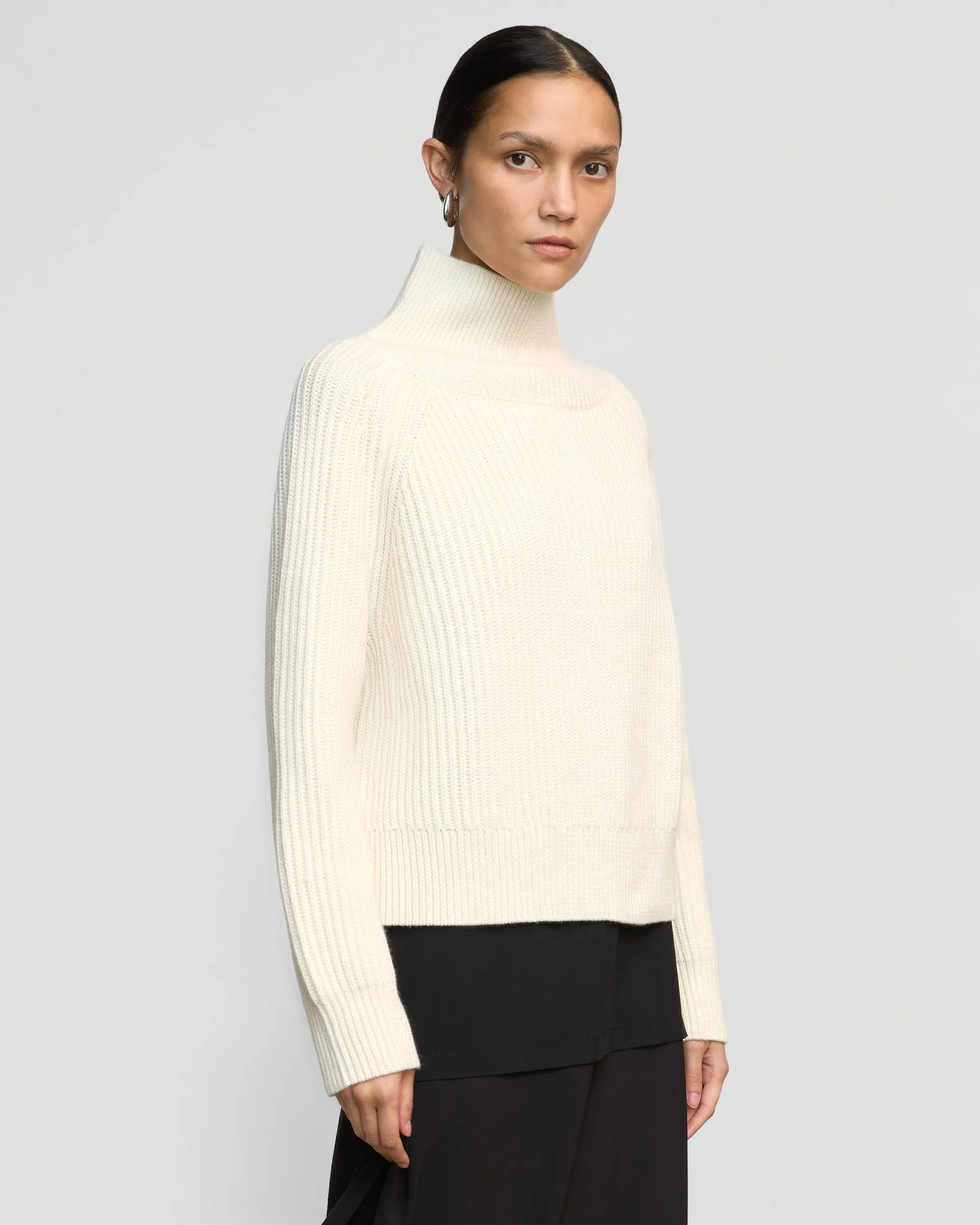 Hadeel Organic Cotton-Wool Mock-Neck Sweater