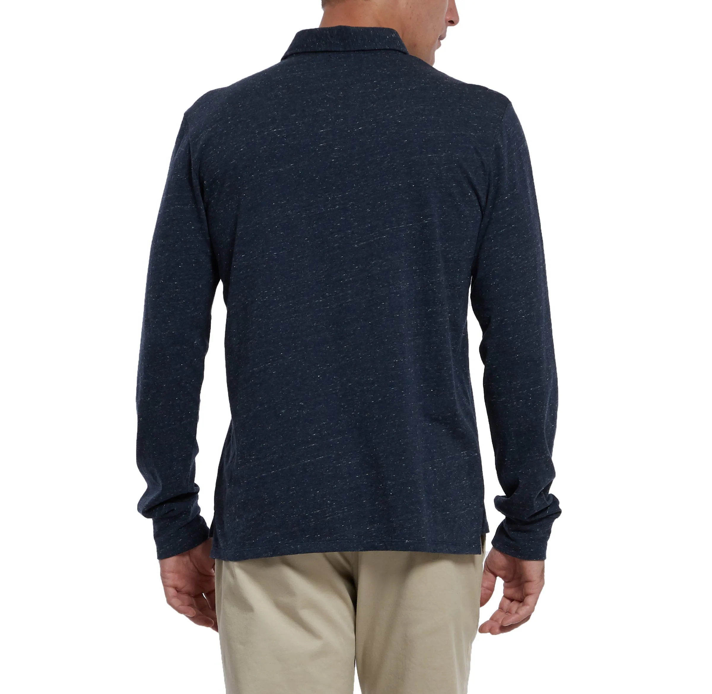 Hartford Nep Jersey Long Sleeve Polo - Dark Denim (Final Sale)*
