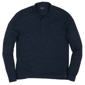 Hartford Nep Jersey Long Sleeve Polo - Dark Denim (Final Sale)*