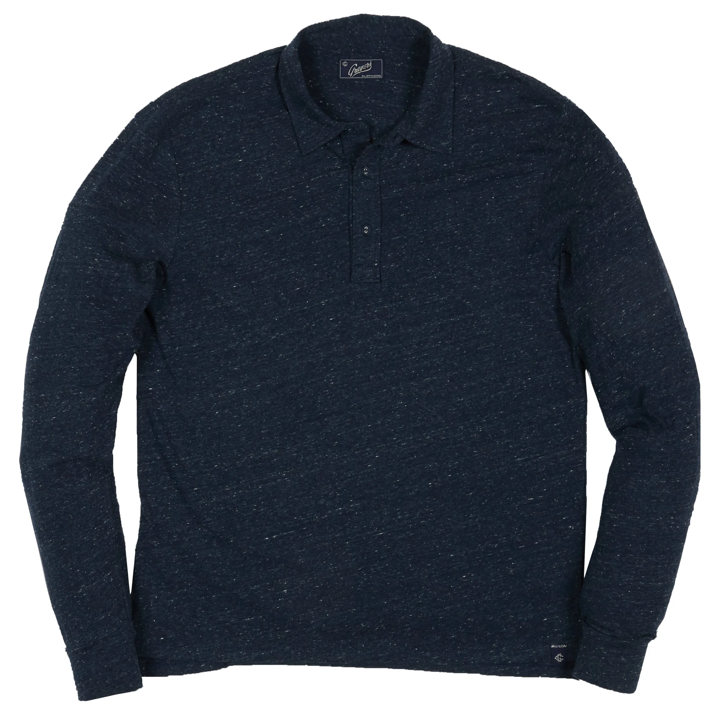 Hartford Nep Jersey Long Sleeve Polo - Dark Denim (Final Sale)*