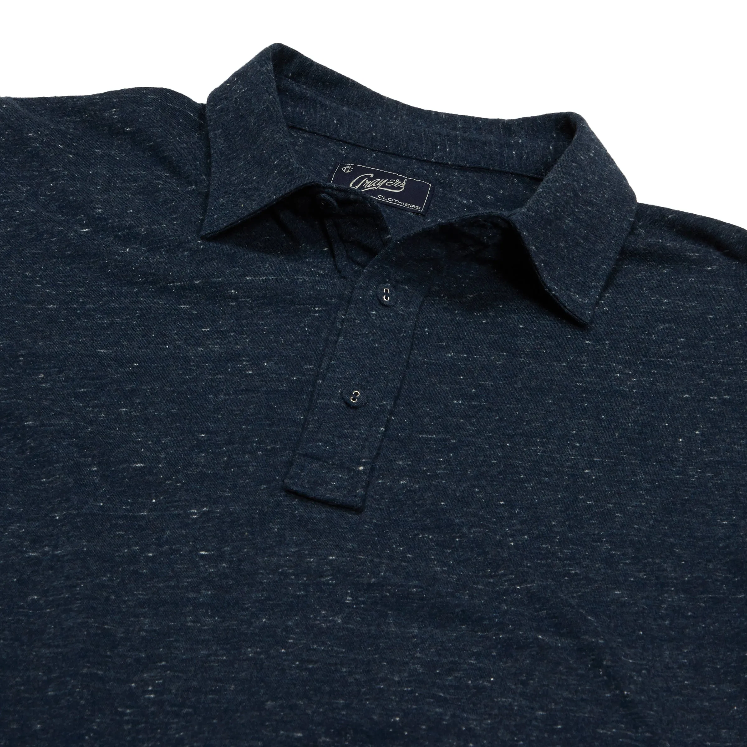 Hartford Nep Jersey Long Sleeve Polo - Dark Denim (Final Sale)*