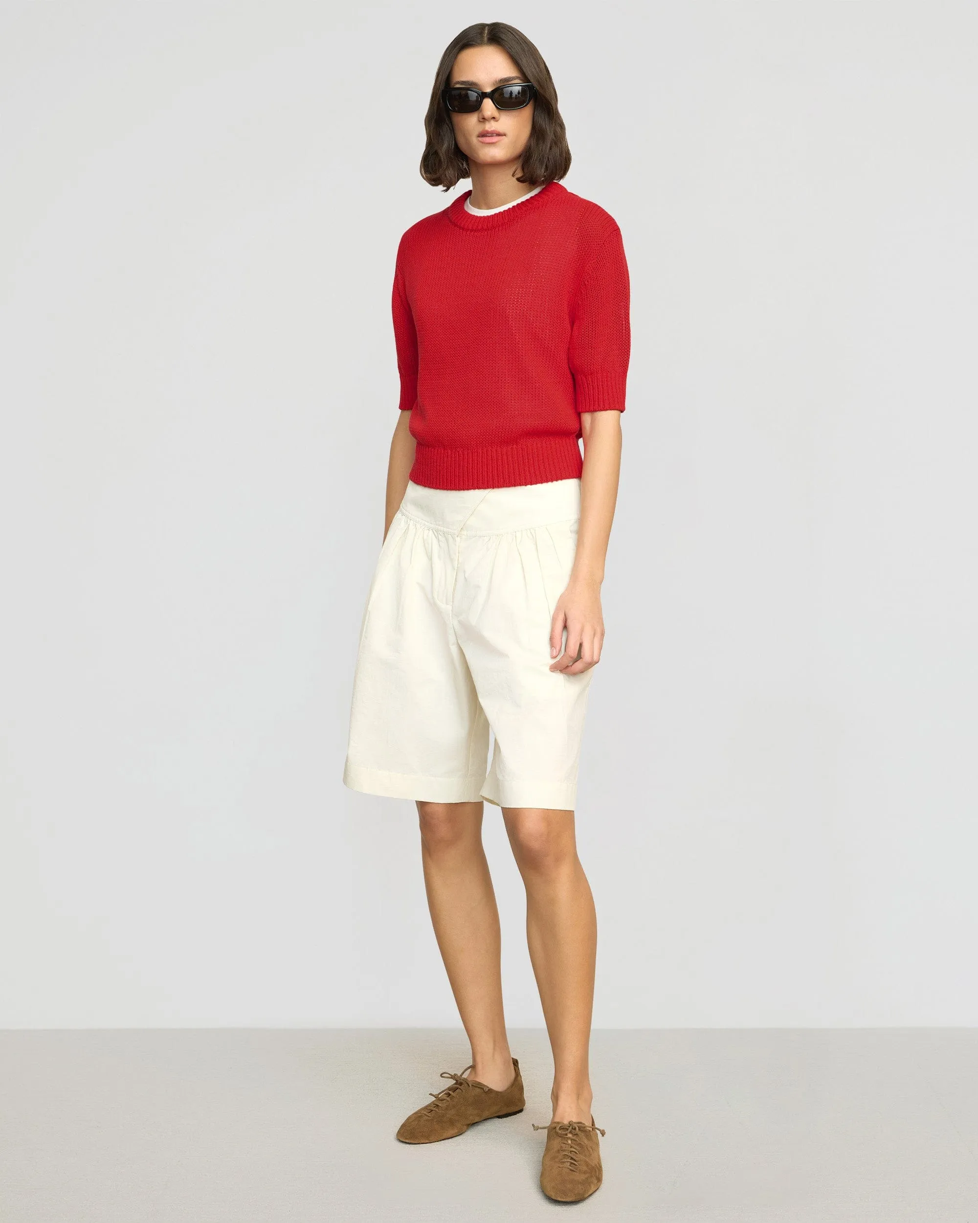 Heidi Pullover Short-Sleeve Knit Top