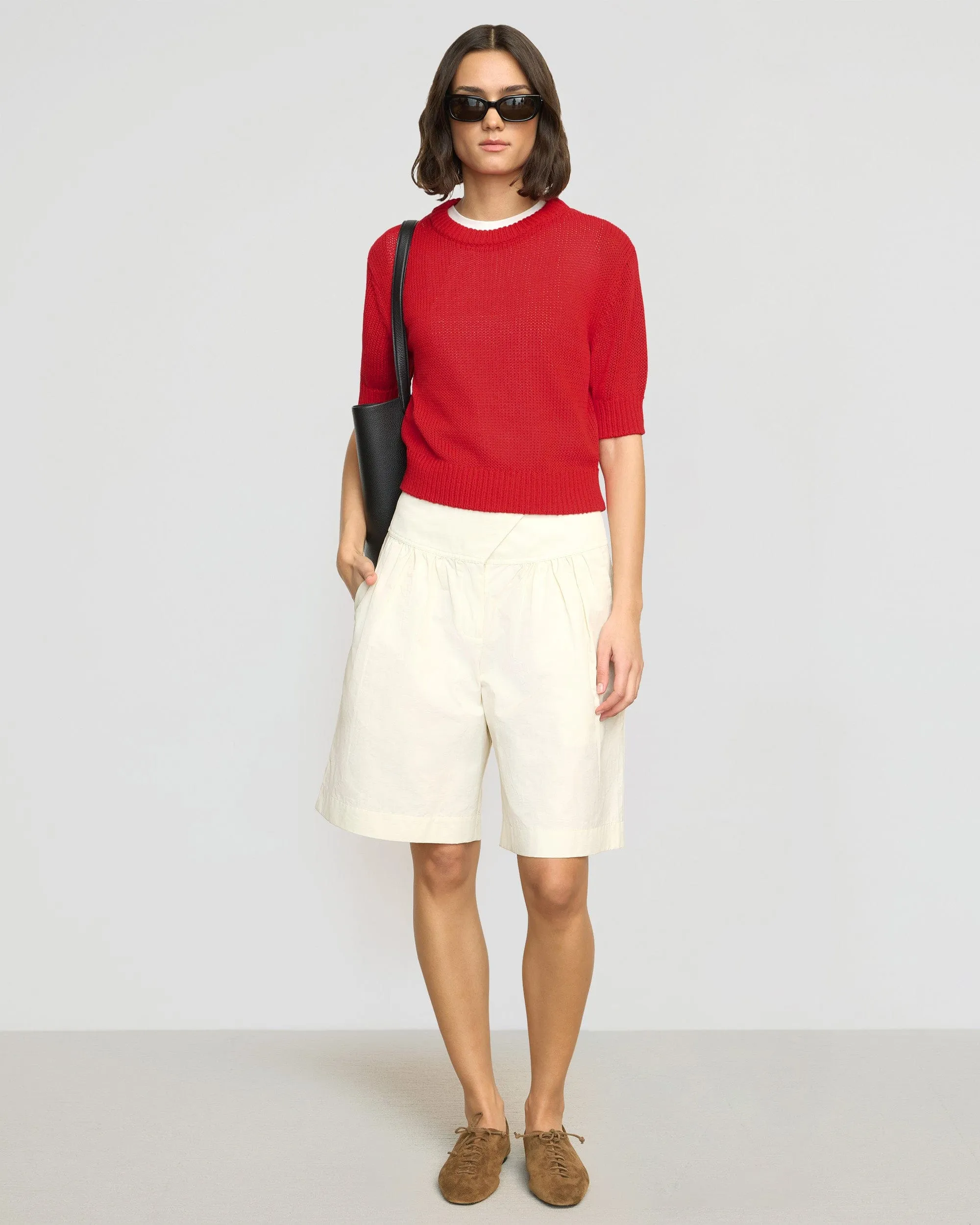 Heidi Pullover Short-Sleeve Knit Top