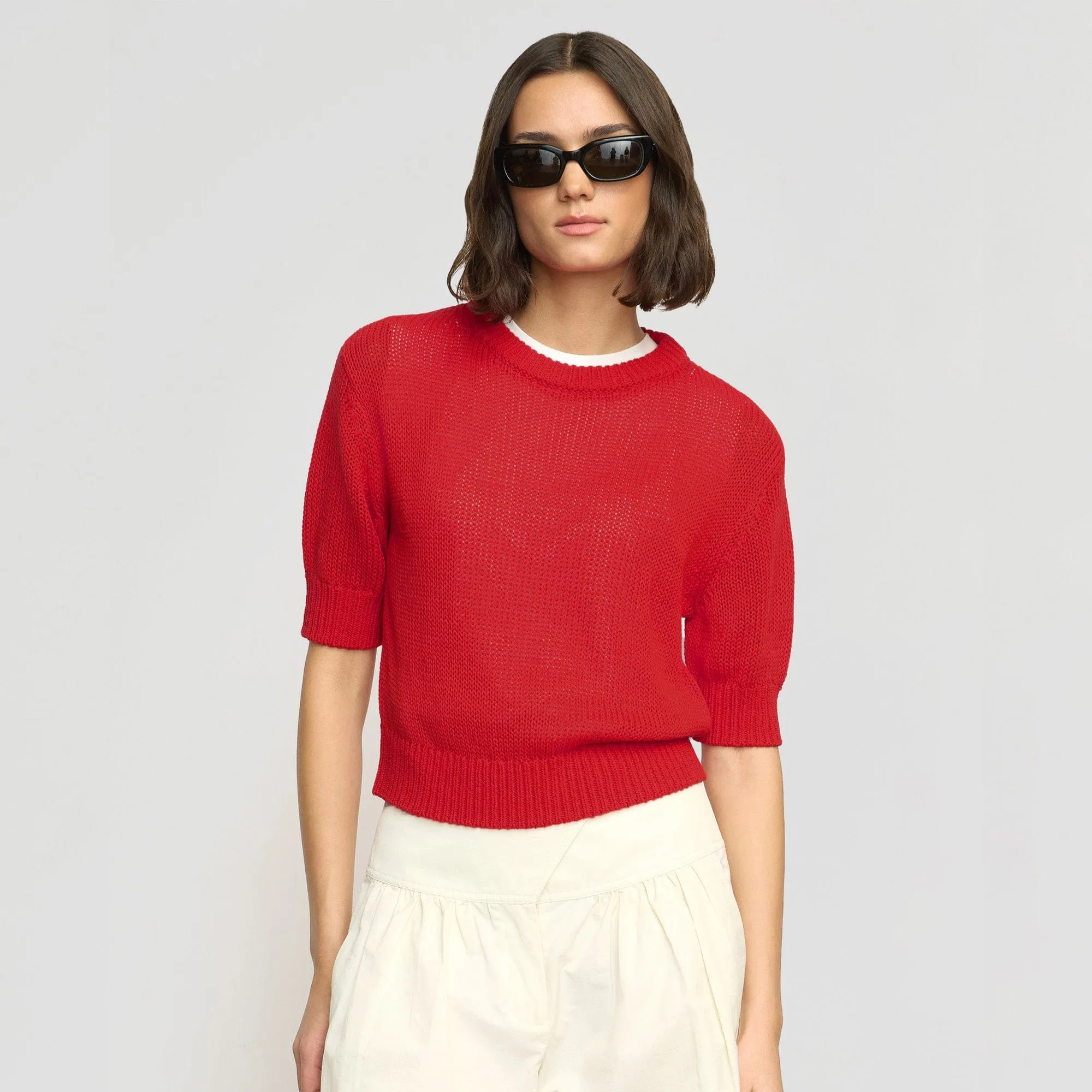 Heidi Pullover Short-Sleeve Knit Top