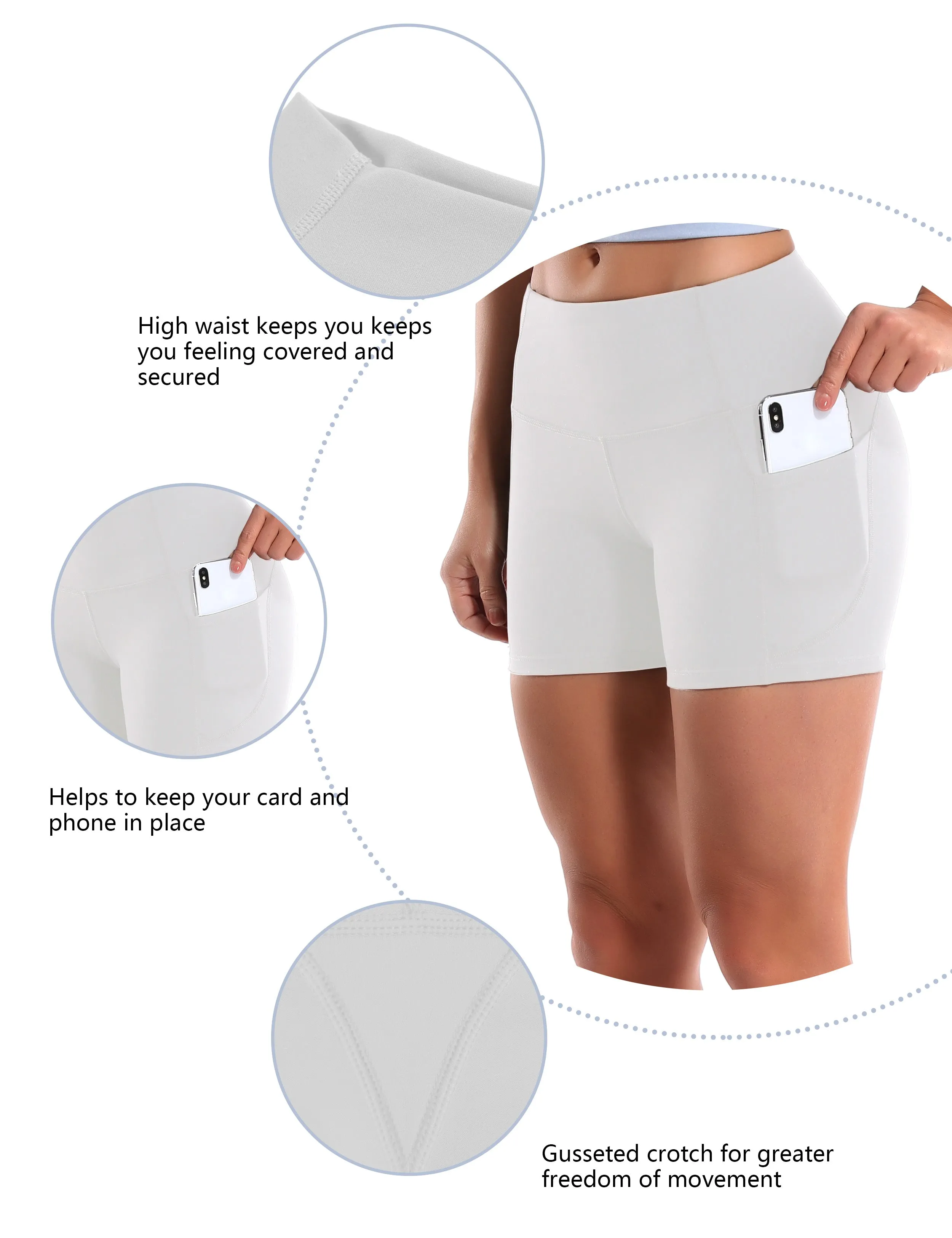 High Waist Side Pockets Golf Shorts white_Golf