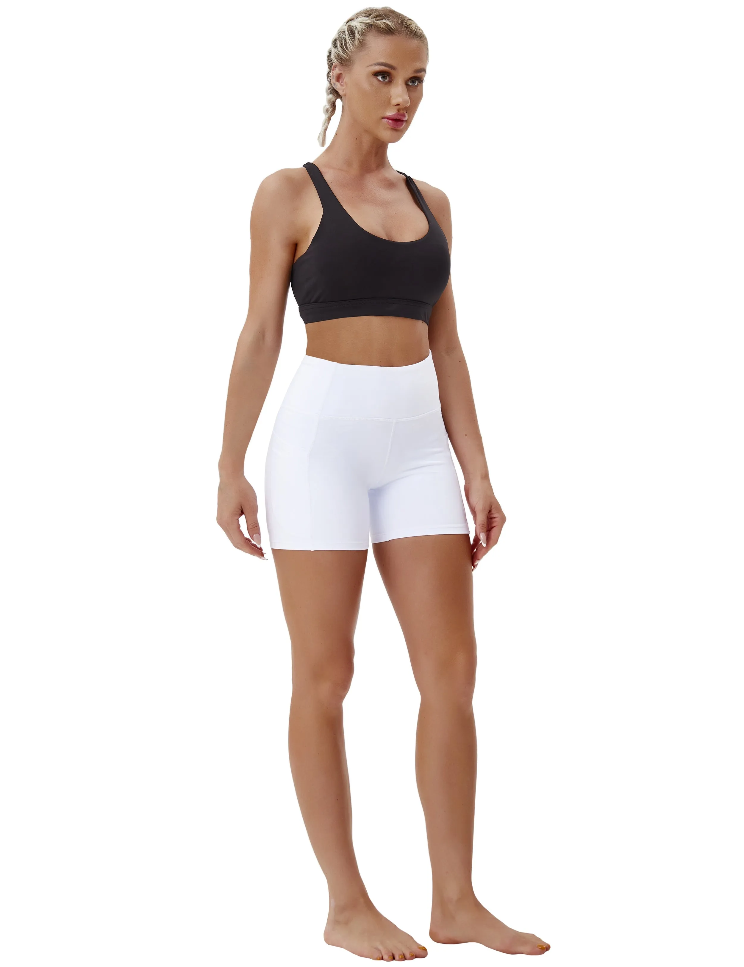 High Waist Side Pockets Golf Shorts white_Golf