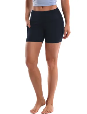 High Waist Side Pockets Plus Size Shorts darkblue_Plus Size
