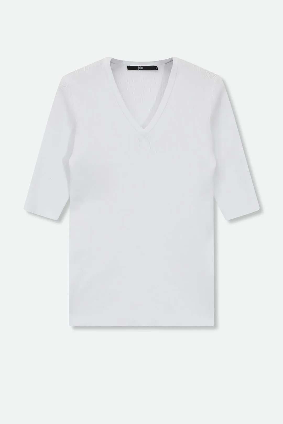ITALIAN COTTON ELBOW SLEEVE V NECK