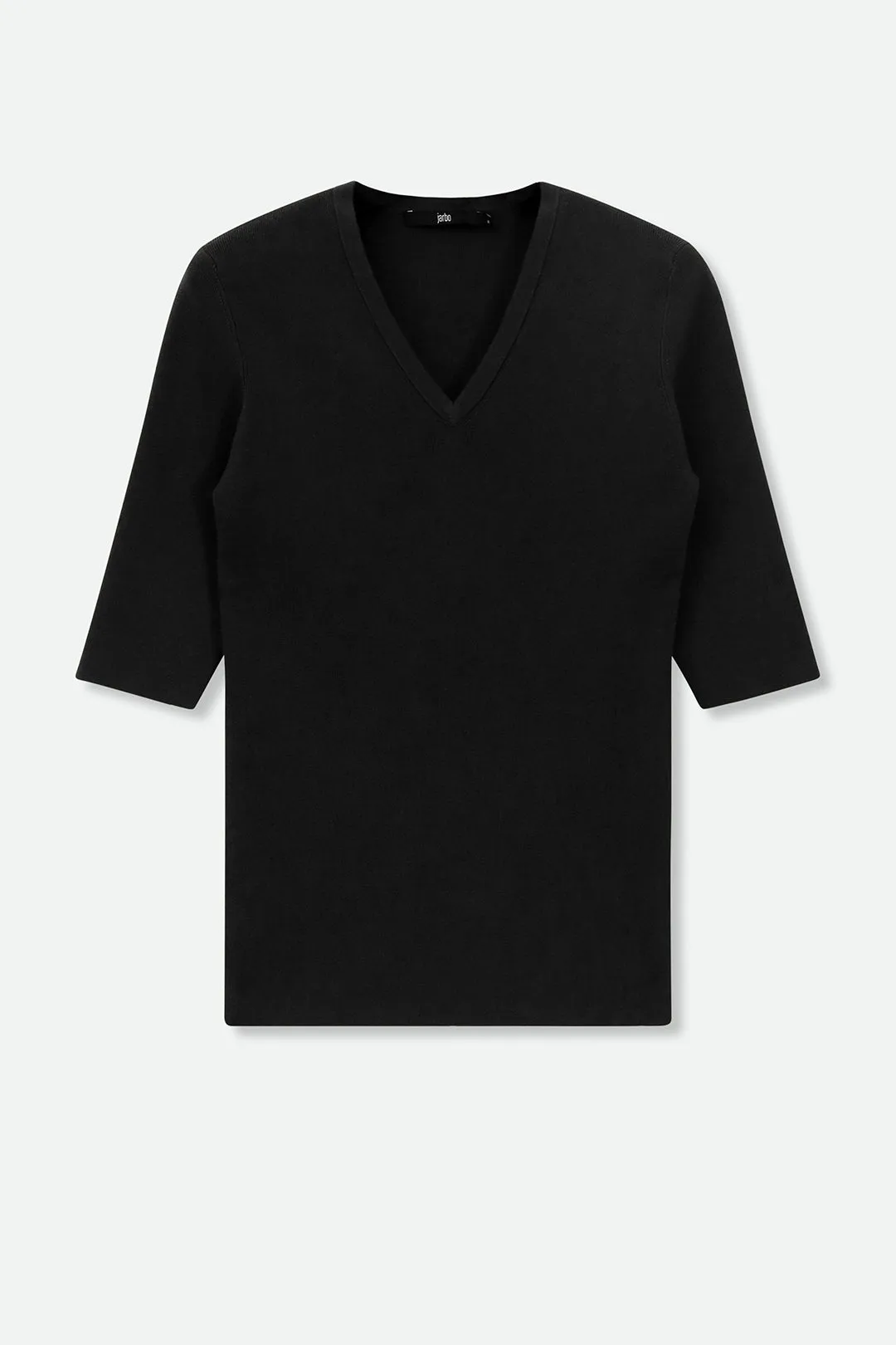 ITALIAN COTTON ELBOW SLEEVE V NECK