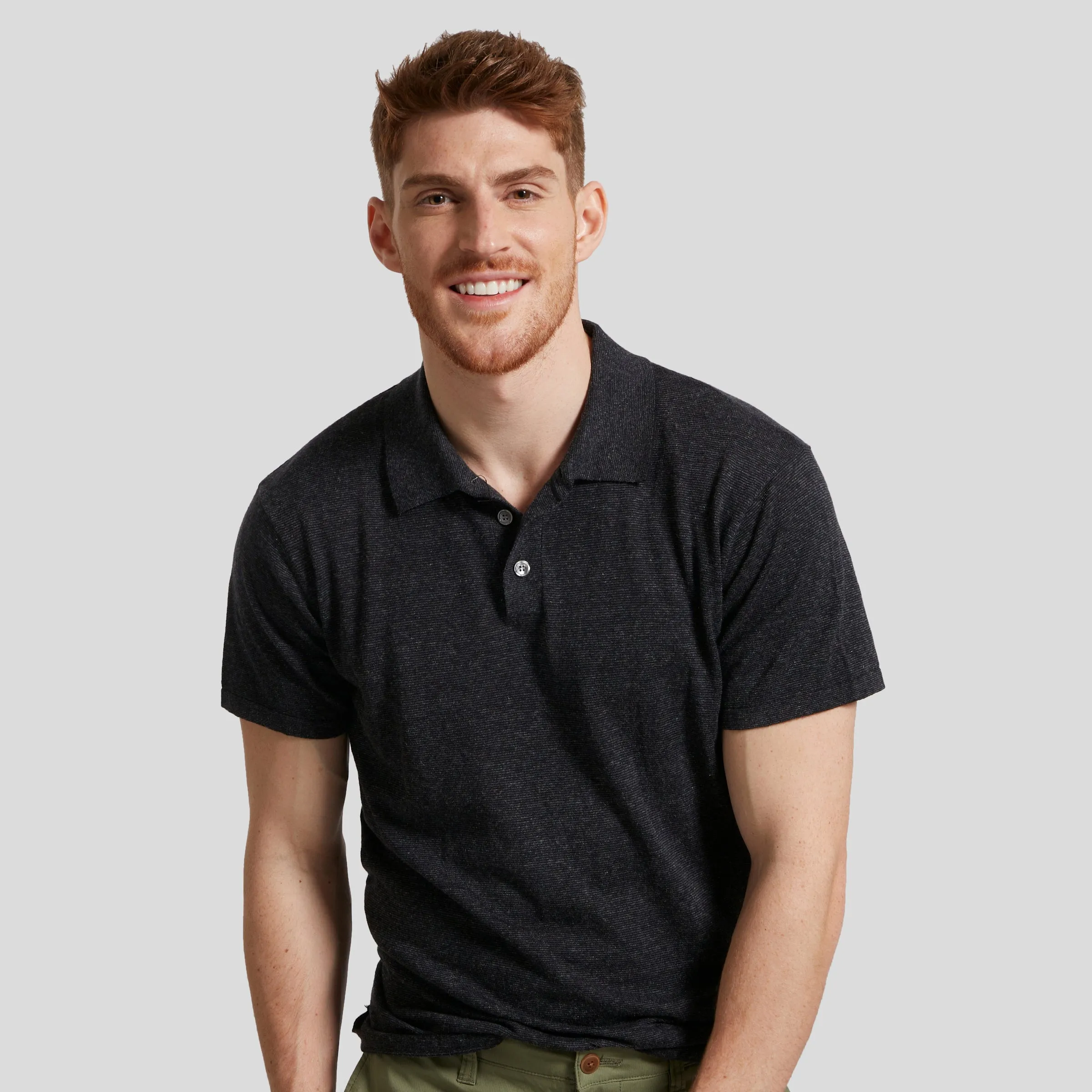 James Featherweight Sweater Polo - Charcoal