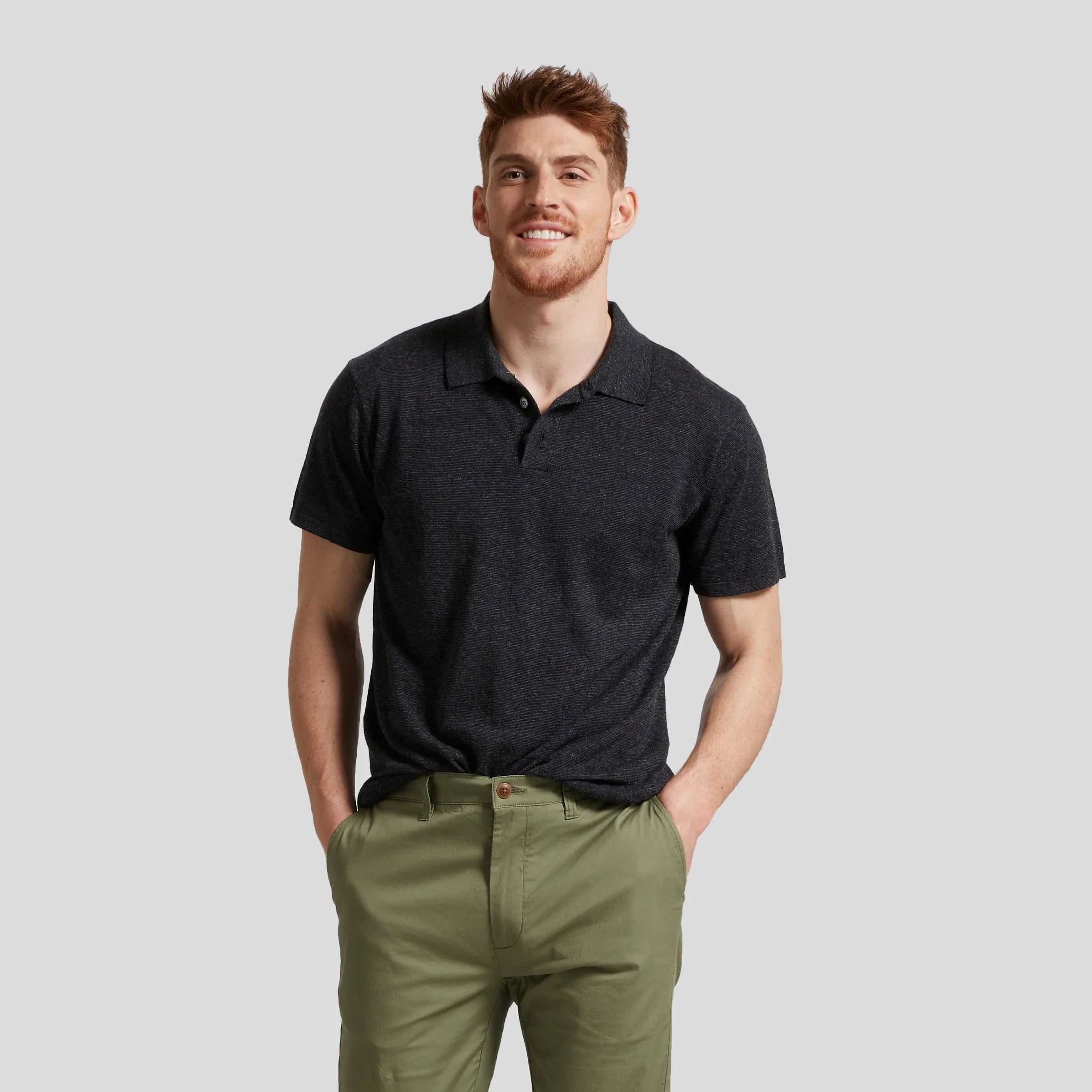 James Featherweight Sweater Polo - Charcoal