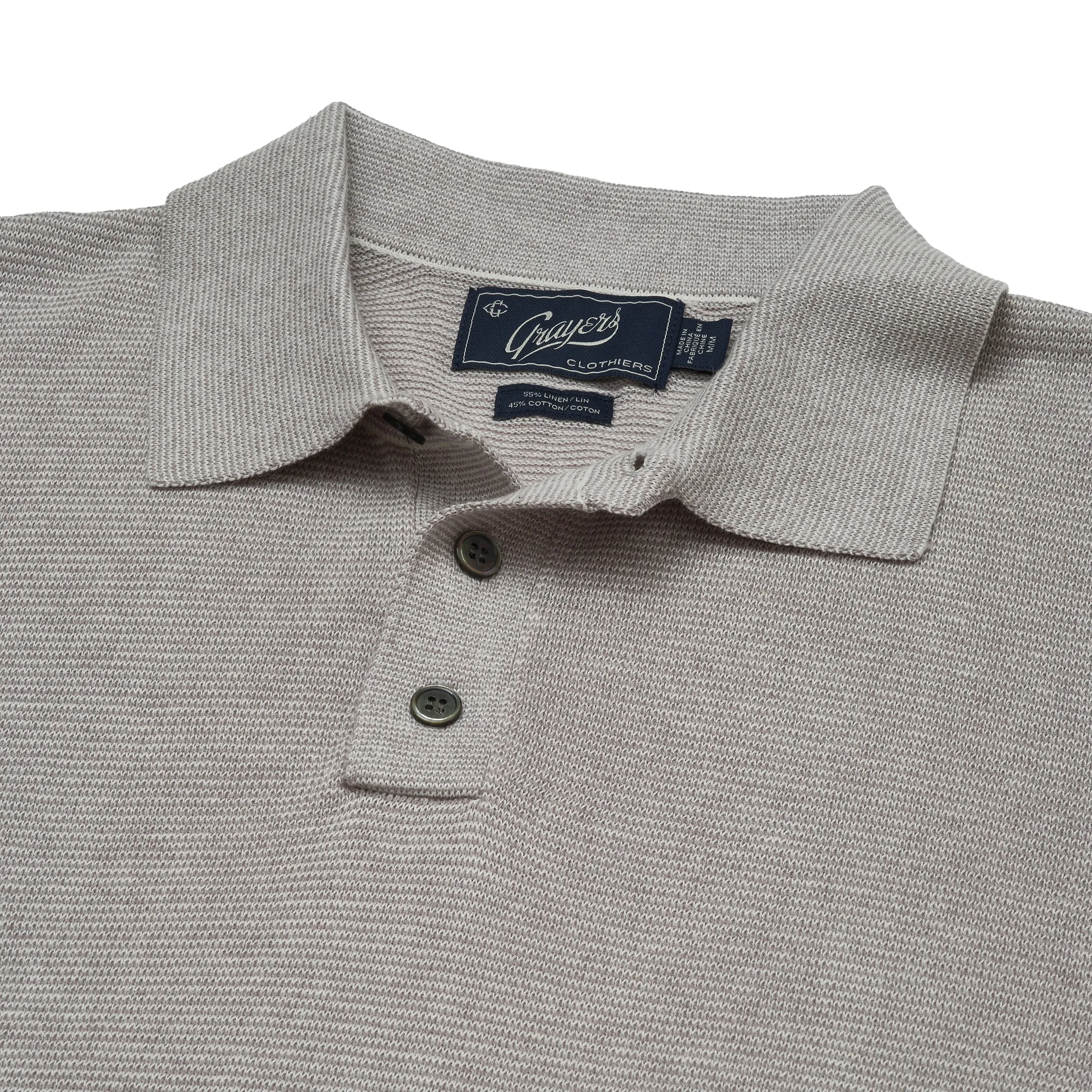 James Featherweight Sweater Polo - Gray Cream